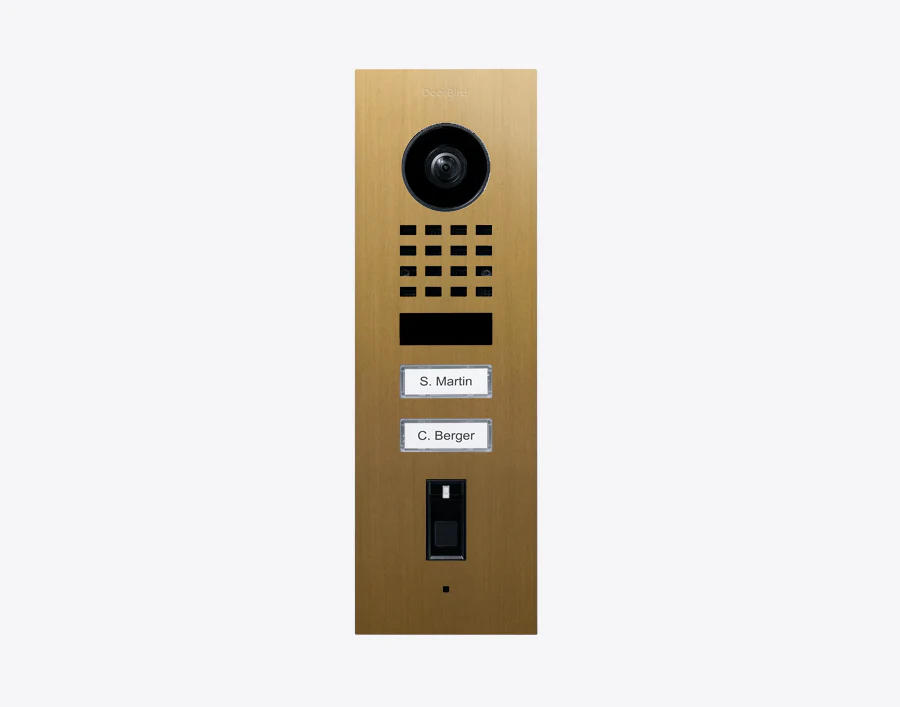 DoorBird D1102FV Fingerprint 50 Flush-Mount IP Video Door Station in Gold