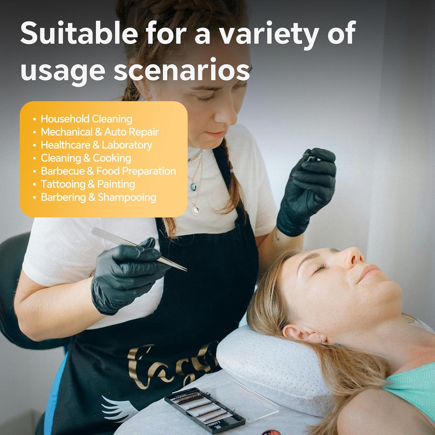 HEAVY DUTY 7 Mil Nitrile Black Gloves Disposable Latex Free Rubber Latex Cleaning Mechanic Food Prep Gloves 1000PCs