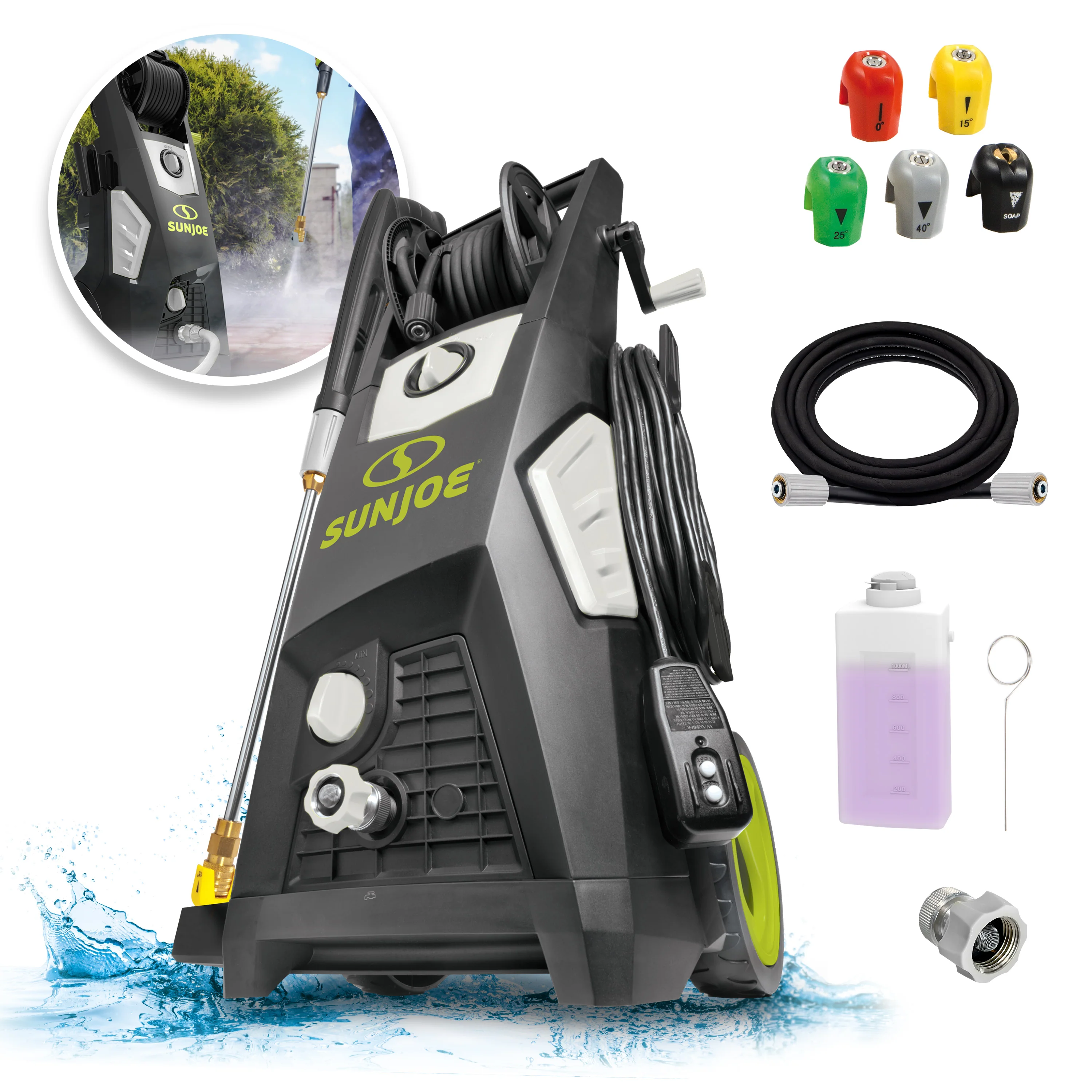 Sun Joe SPX3501 Certified Rated 2000 PSI Electric Pressure Washer | 1.1 GPM | Hose Reel | Brushless Induction