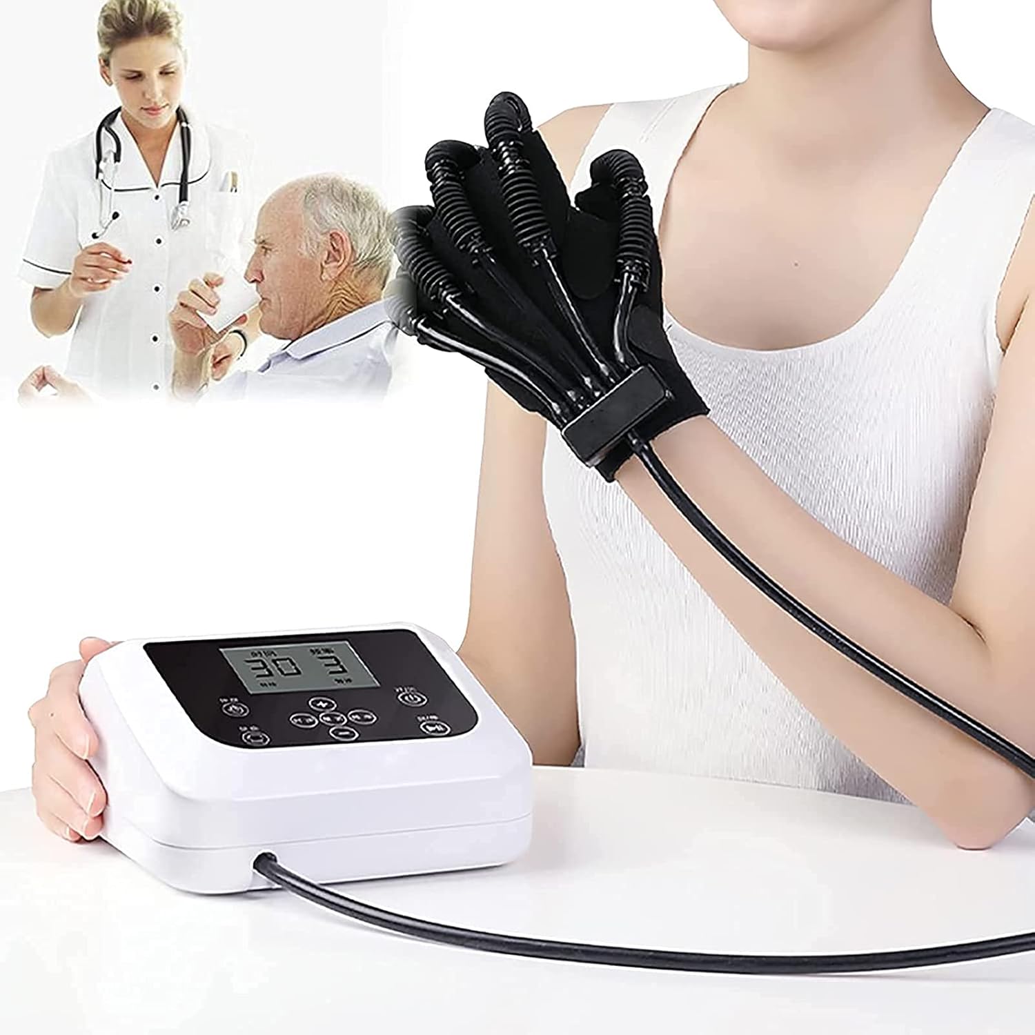 Rehabilitation Robot Finger Orthoses Stroke Hand Splint Manual Training Rehabilitation Robot Gloves Manual Training Functional Hand Splint,Right,L