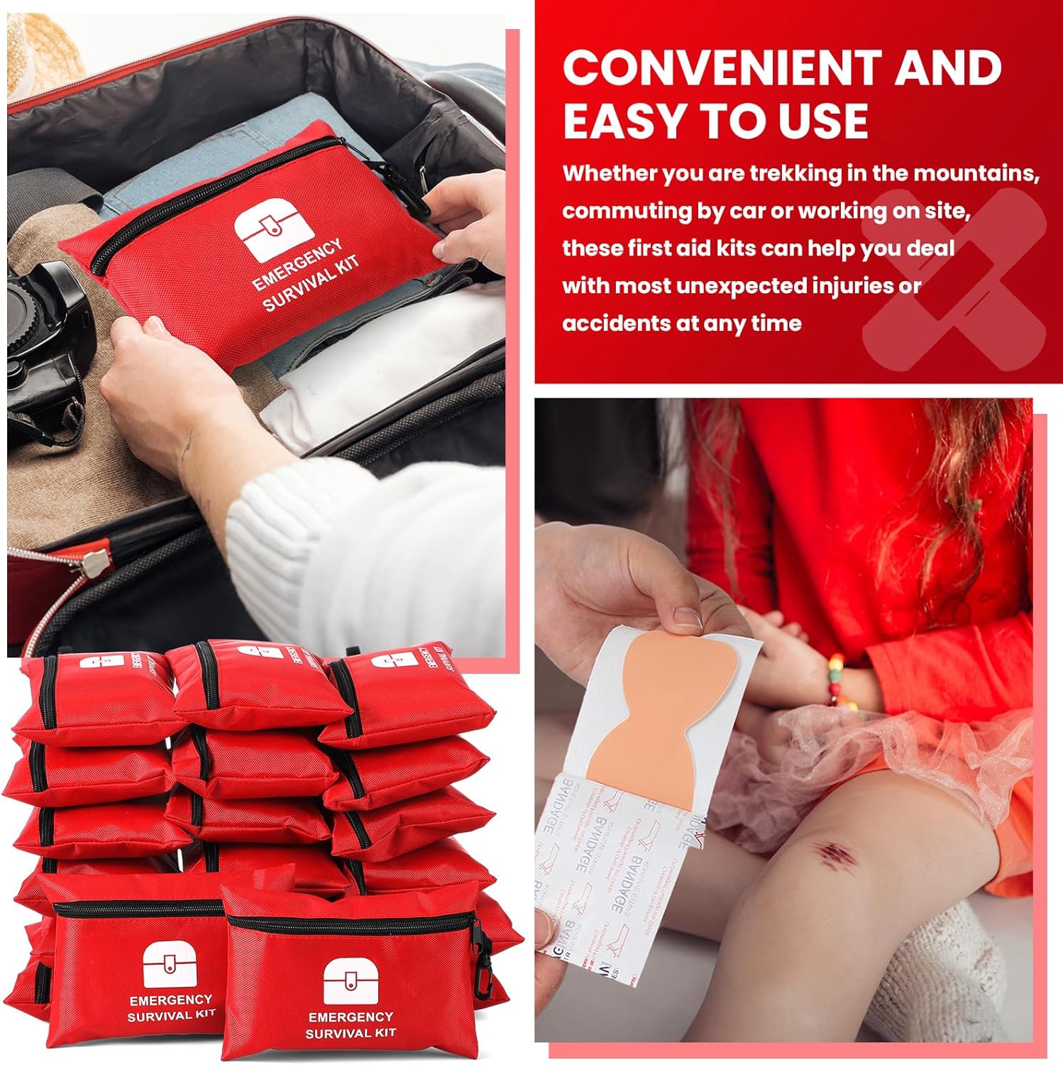 Geiserailie 1740 Pcs Small First Aid Kits Bulk Mini Travel Size Emergency Individual Zipper Pouch Self Care Package Supplies for Homeless Travel Hiking Sports Outdoor College Dorm Essentials, 20 Bags