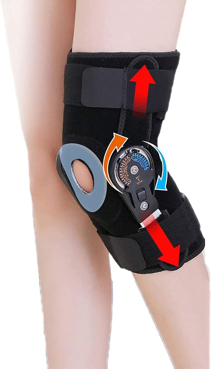 Adjustable Knee Support Brace Hinged Knee Orthosis Splint Ligament Meniscus Fracture Fixation Bracket Rehabilitation Knee Pads for Men and Women