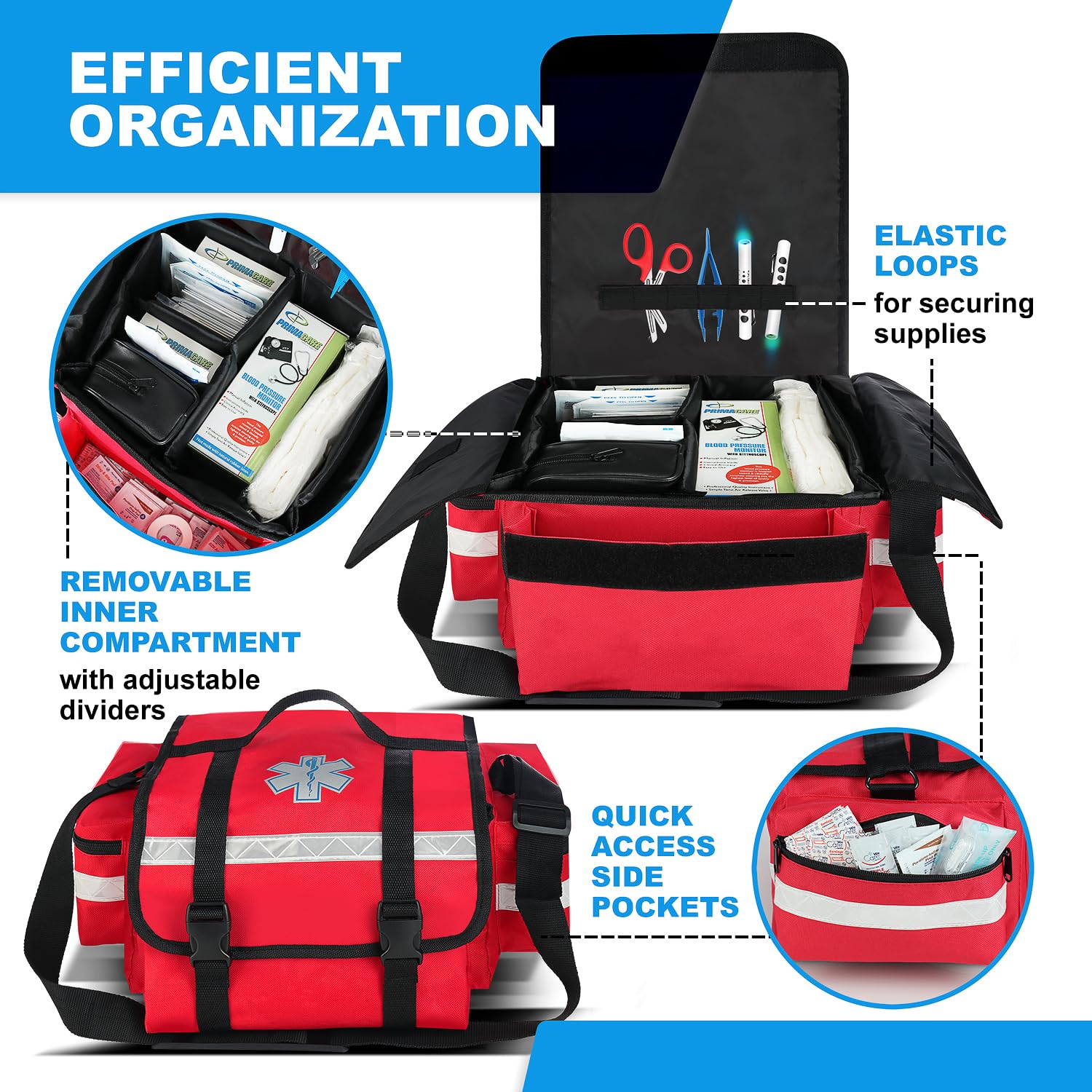 Primacare Fully Stocked Reflective Trauma Bag - 17