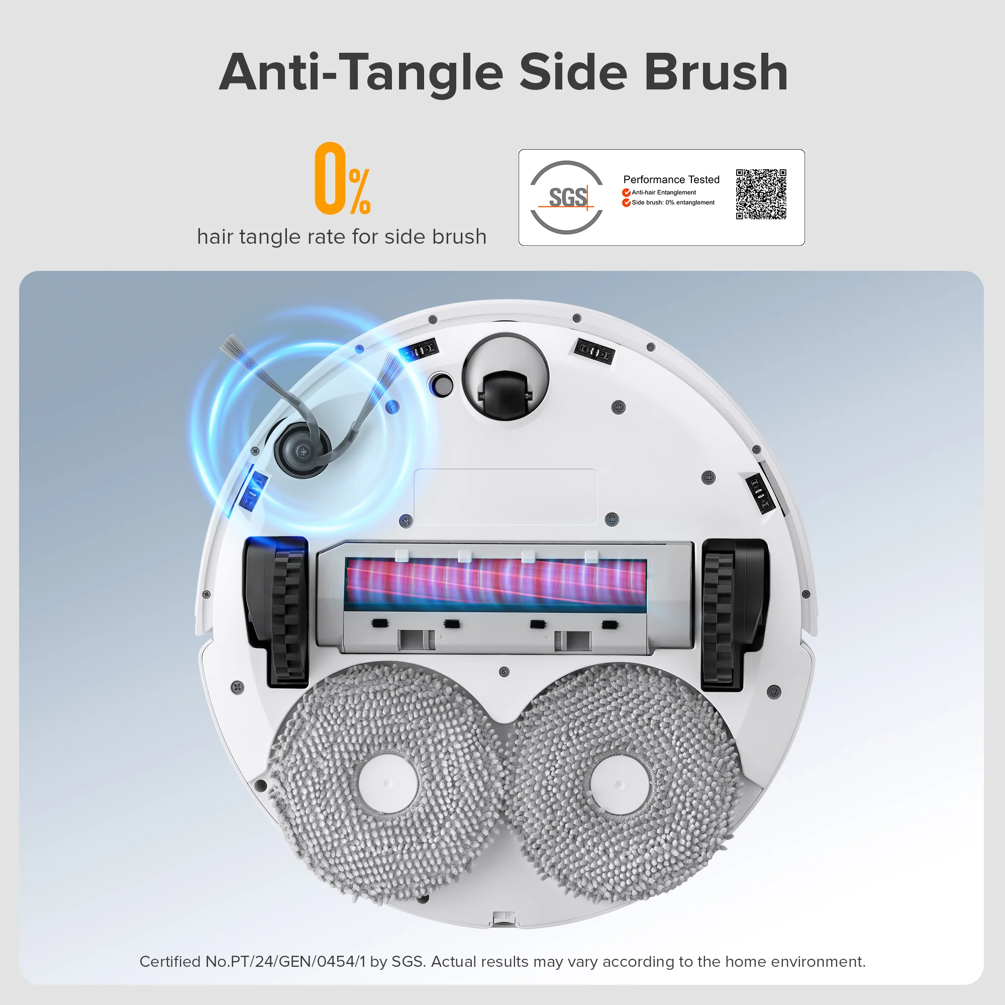 Roborock QR 798 Robot Vacuum and Mop with 10,000 Pa Suction Power and Anti-Tangle Side Brush - White