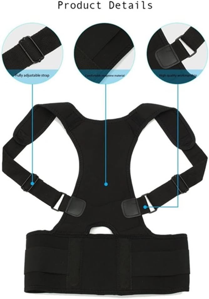 Adjustable Magnetic Posture Back Support Corrector Belt Band Brace Shoulder Lumbar Strap(M)