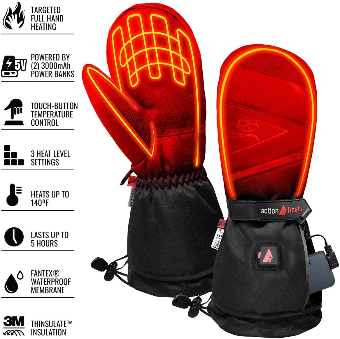 ActionHeat 5V Battery Heated Mittens