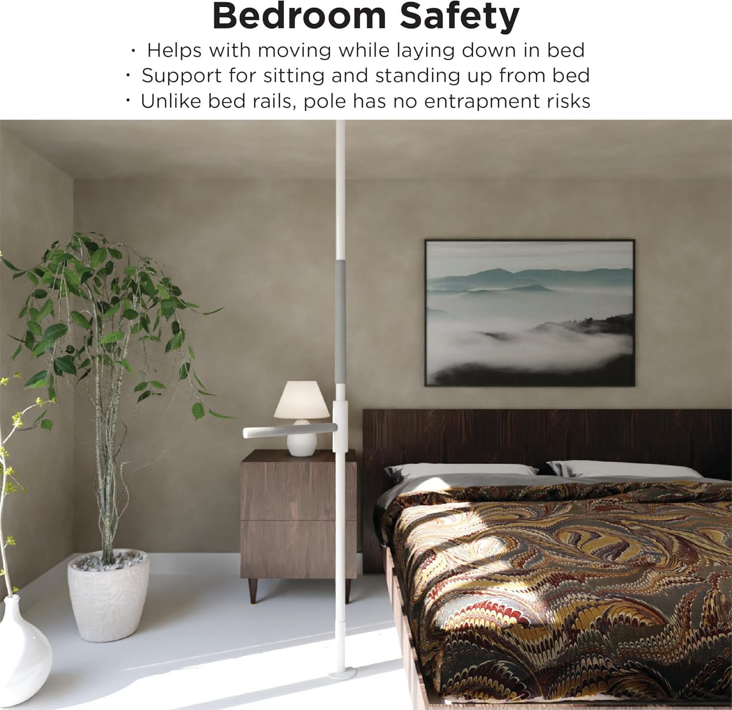 HEALTHCRAFT SuperBar, (8-Feet) Transfer Pole with Pivoting Grab Bar (16