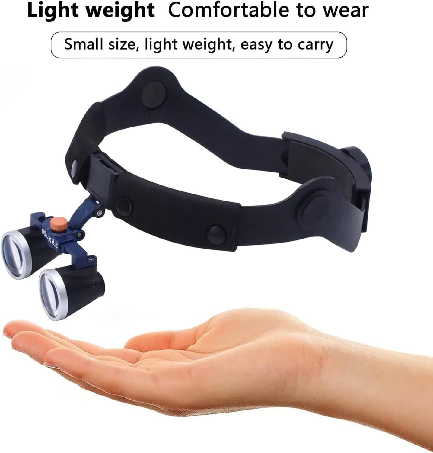 Head Mounted 2.5X 3.5X Dental Surgical Loupes Binocular Magnifying Glass Medical Magnifier for Reading Jewelry Watch Repair Craft Close Work，Black-Magnification:3.5X