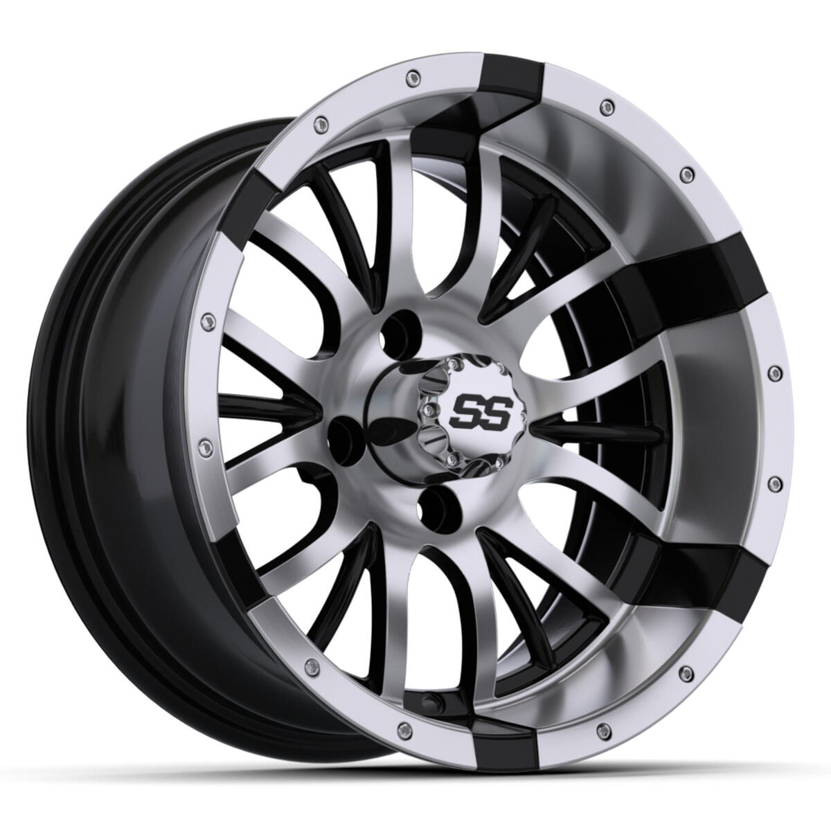 14×7 Machined Silver/Black Diesel Wheel