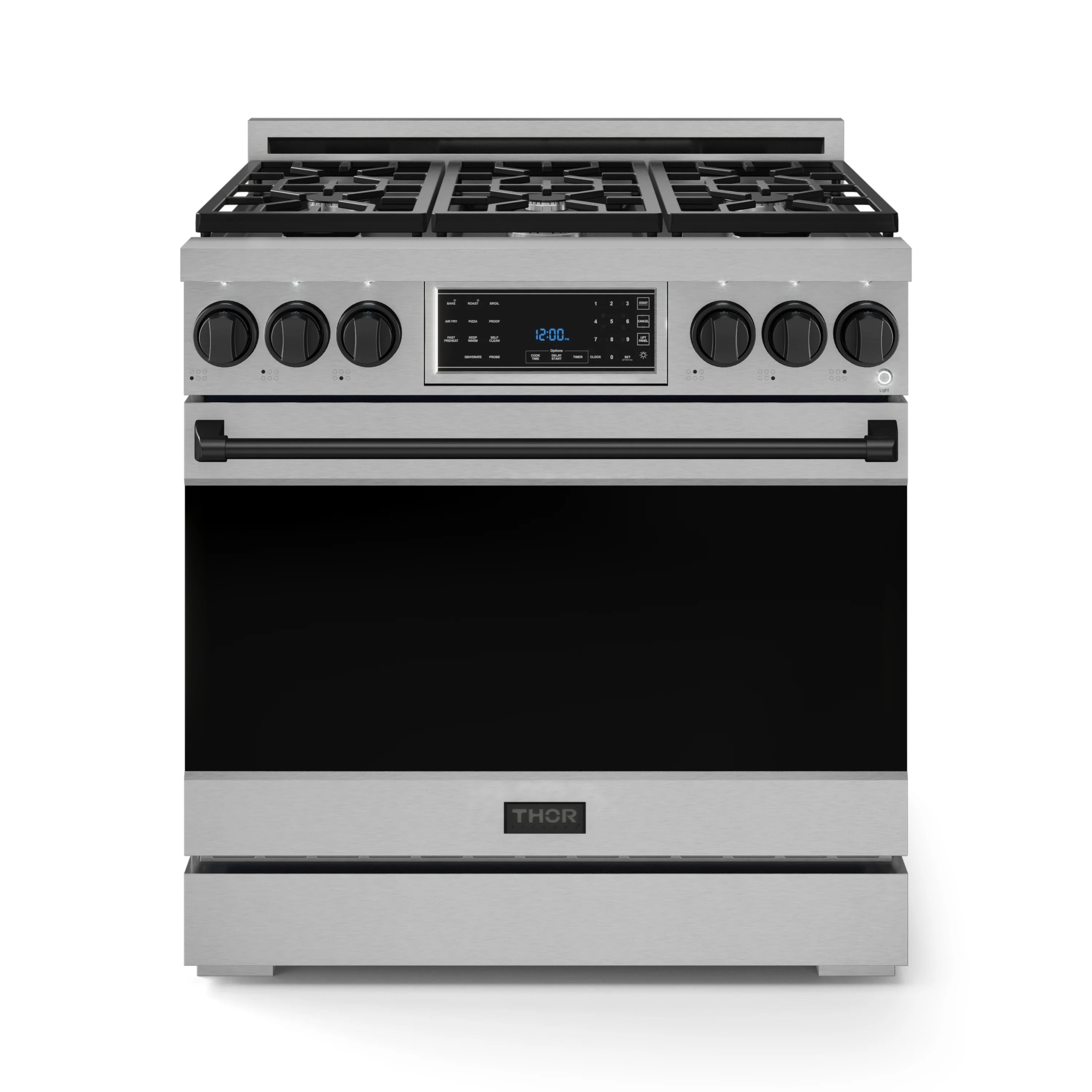 Gordon Ramsay by Thor Kitchen 36-Inch Professional Natural Gas Range with Tilt Panel Touch Control and 6.0 Cu. Ft. Self Clean Oven in Stainless Steel with Black Trim (RSG36-BLK)