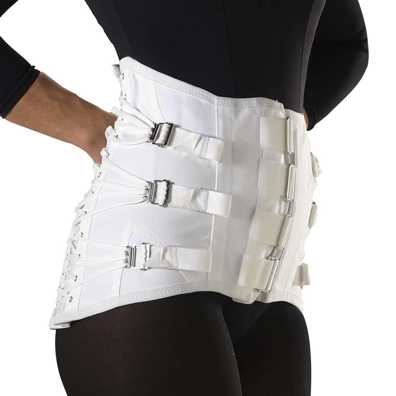 Truform-OTC Lumbosacral Support, Spinal Disk Back Brace, Adjustable Front, Tall, Small, 34-36 Inch Hip