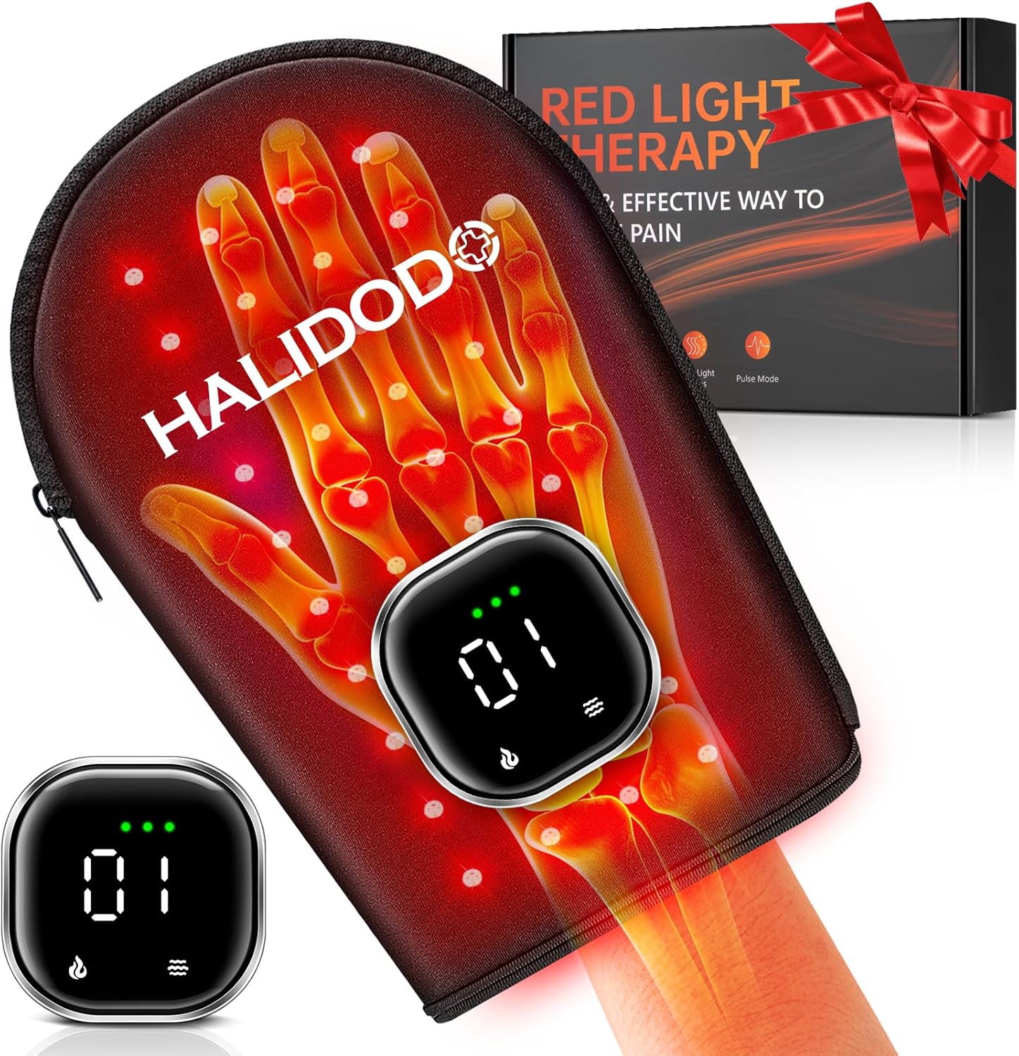 Cordless Red Light Therapy Glove for Hand Wrist, 660nm & 850nm Near Infrared Light Therapy Glove with Dual-Sided 80LEDs, Auto-Off Timer, Suitable for Hand Fingers Joint Pain Relief Wrinkles