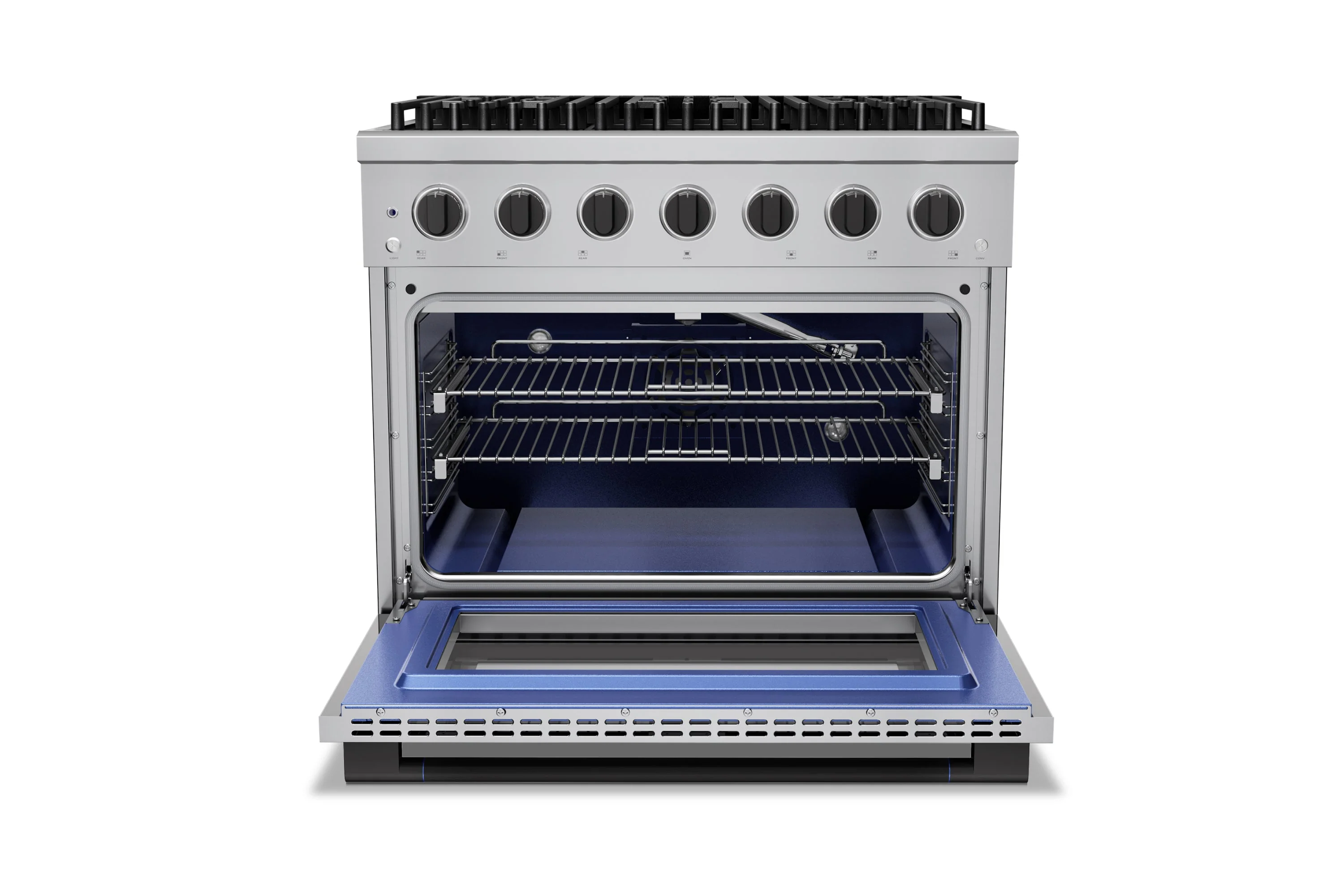 Hauslane HausPro Series 36-Inch Gas or Dual Fuel Range with 6 Burners and Convection Oven in Stainless Steel