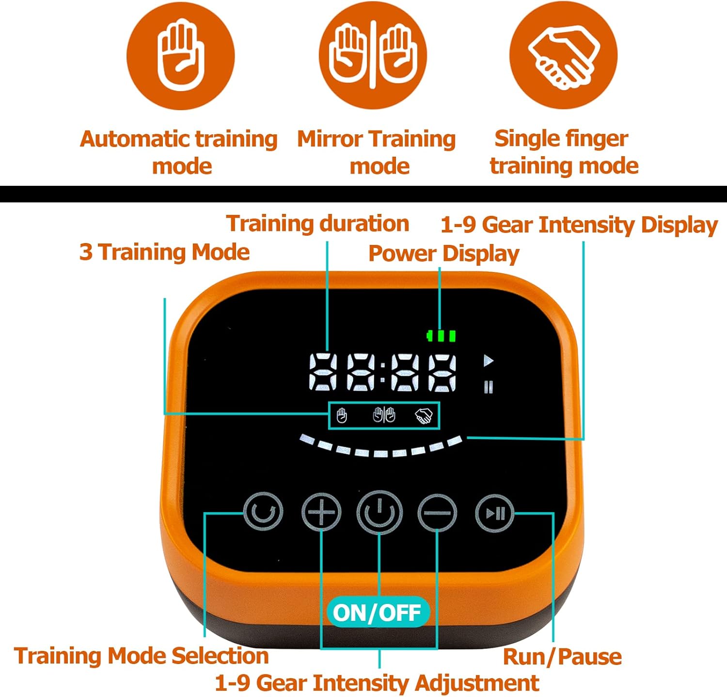 Rehabilitation Robot Gloves Flexion & Finger Exerciser Gloves Hand Strengthener Physical Therapy Equipment for Stroke Hemiplegia Hand Dysfunction Patient 9 Intensity Gears 3 Training Modes