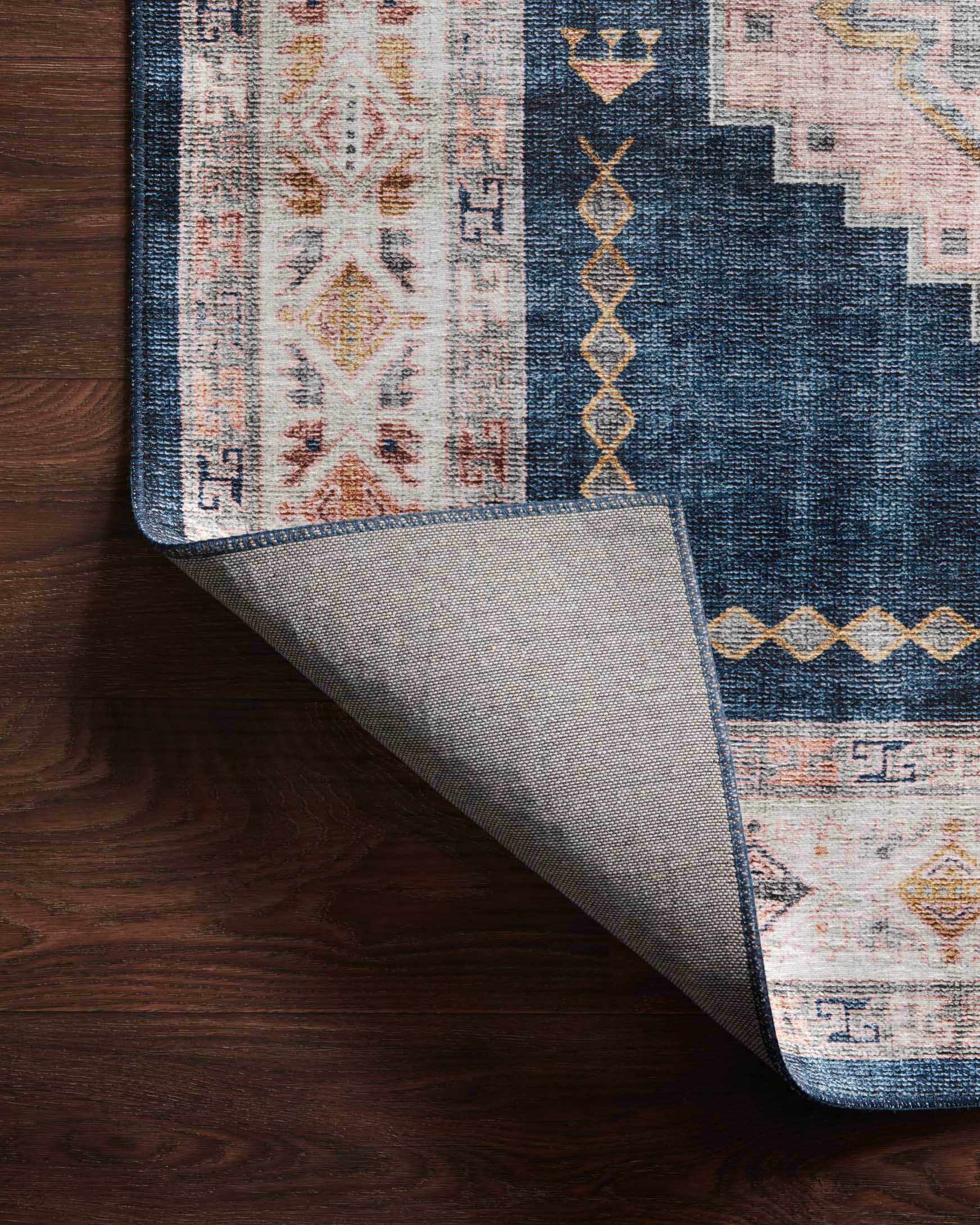 Loloi II Heidi Collection - Traditional Power Loomed Rug in Denim & Blush (HEI-03)
