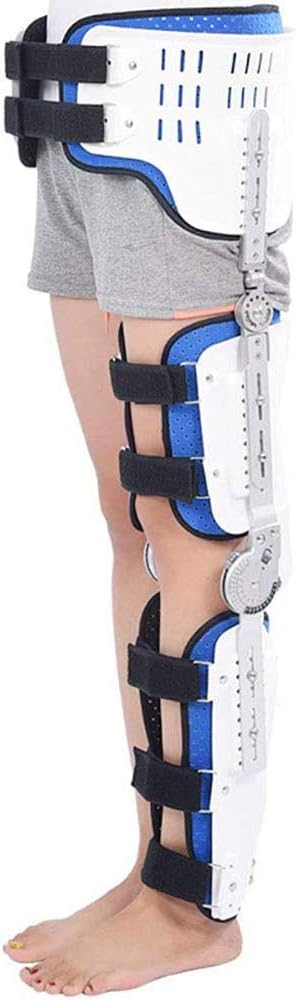 Hip Knee Ankle Foot Fixation Orthosis, Adjustable Hinged ROM Knee Hip Brace Leg Fracture Foot and Orthotics of Lower Limbs (Left-M