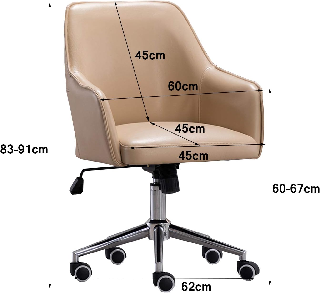 Comfy Office Chair Home Office Chair Ergonomic Desk Chair Pu Leather Computer Chair with Lumbar Support Armrest Swivel Adjustable Mid Back Task Chair for Home Office Chai,Khaki