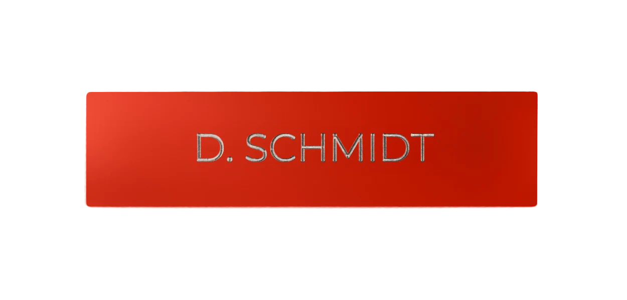 DoorBird Nameplate for One Call Button D21X  in Flame Red, RAL 3000 - Individual Engraving