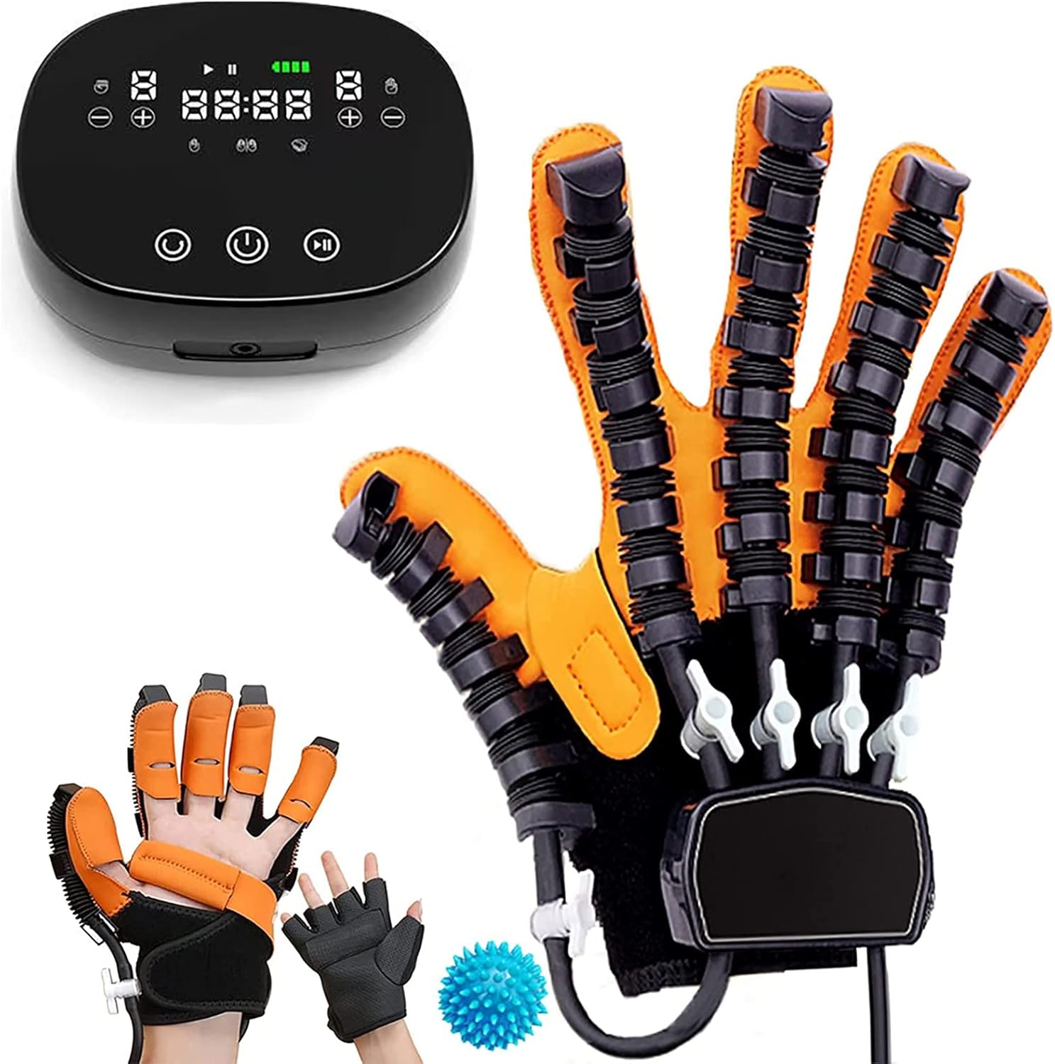 Finger Rehabilitation Robot Gloves, Upgrade Self-Training Finger Rehabilitation Device Functional Hand Splint, for Increasing Hand Strength(Size:XL Code,Color:Right Hand)