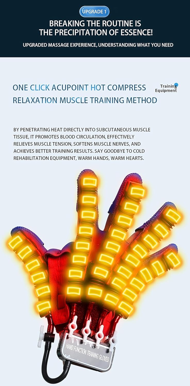Rehabilitation Robot Glove, Hand Function Recovery Trainer for Elderly People Hemiplegia Caused by Stroke, for Left or Right, with Hot Compress Training