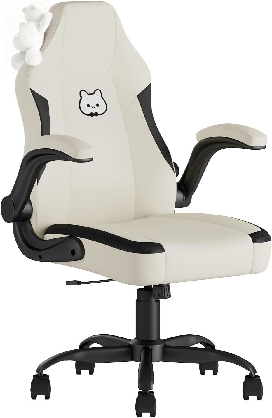 Gaming Chairs for Adults, Office Chair with Lumbar Support and Height Adjustable, Computer Chair with Flip-up Armrests, Home Office Task Chair, Swivel Task Office Chair for Work, Girl, Beige