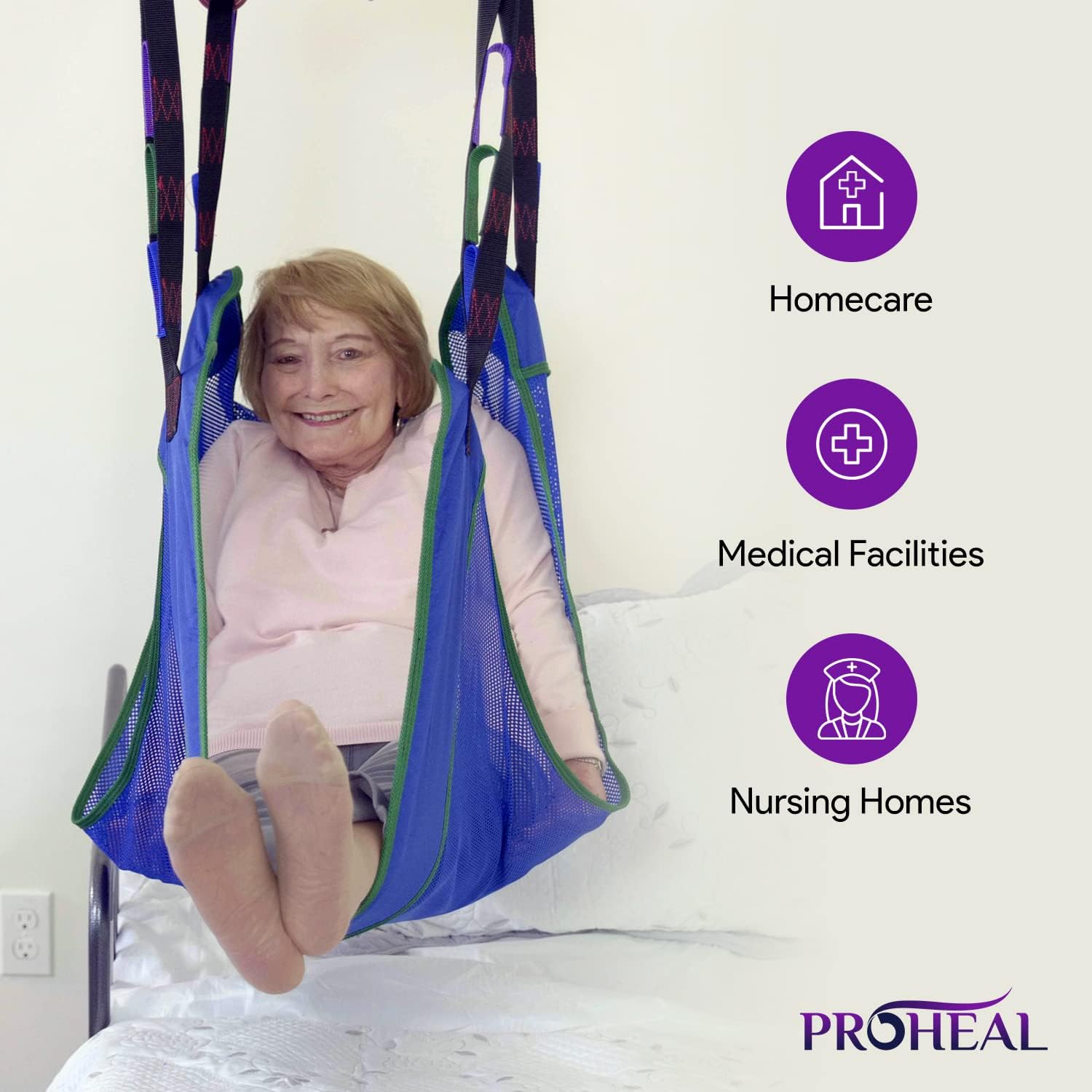 ProHeal Patient Lift - Safe and Easy Bariatric Full Body Patient Transfer Lifter for Home Use and Facilities - Floor, Low Bed and Chair Lifting, 600 LBS Weight Capacity, 6 Point Spreader Bar