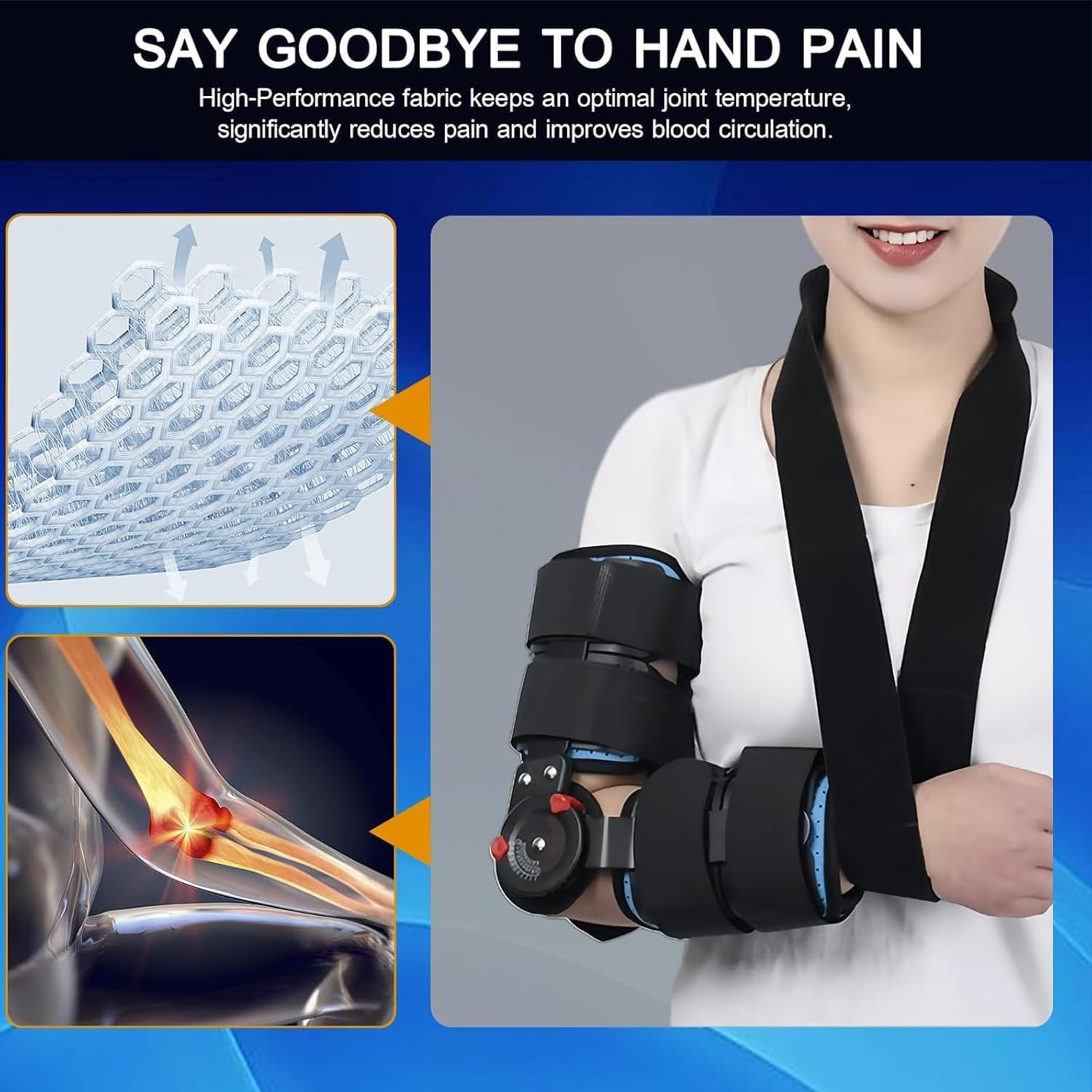 Carbon Fiber Hinged ROM Elbow Brace, Adjustable Post-Surgery Stabilizer Splint for Arm Injury Recovery, Ligament and Tendon Repairs, Fracture and Biceps Support (Ambidextrous)