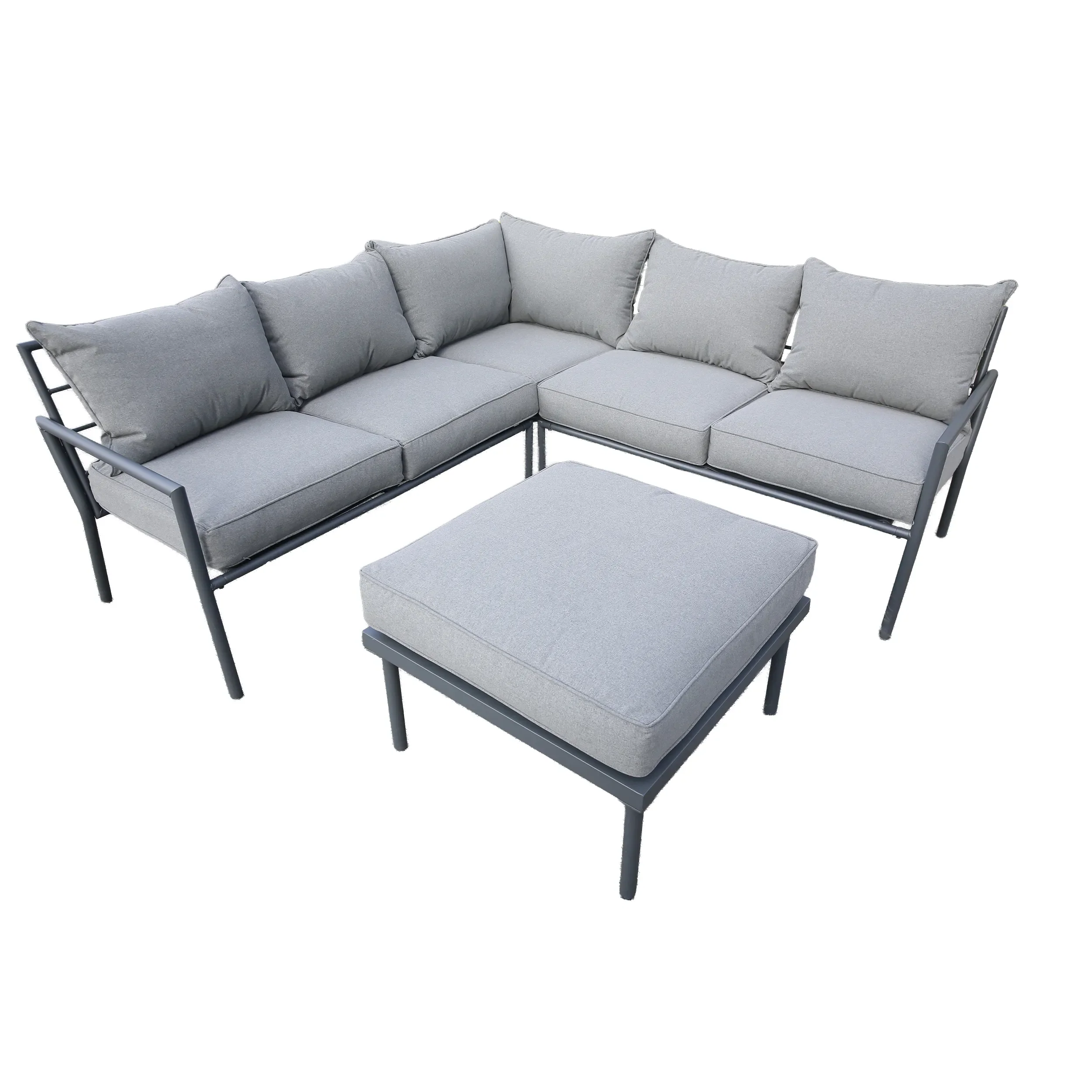 Deko Living 5 Piece Seating Outdoor Gray Sofa and Ottoman Set (COP30015)