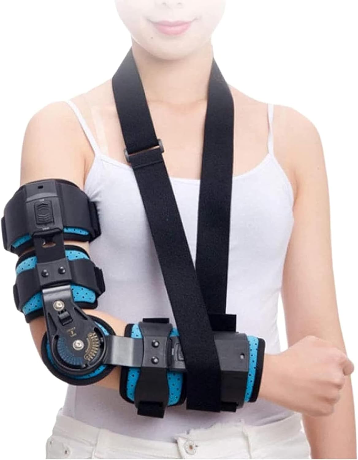 Adjustable Hinged ROM Elbow Brace, Post Op Elbow Brace Stabilizer Splint Arm Injury Recovery Support After Surgery,Right
