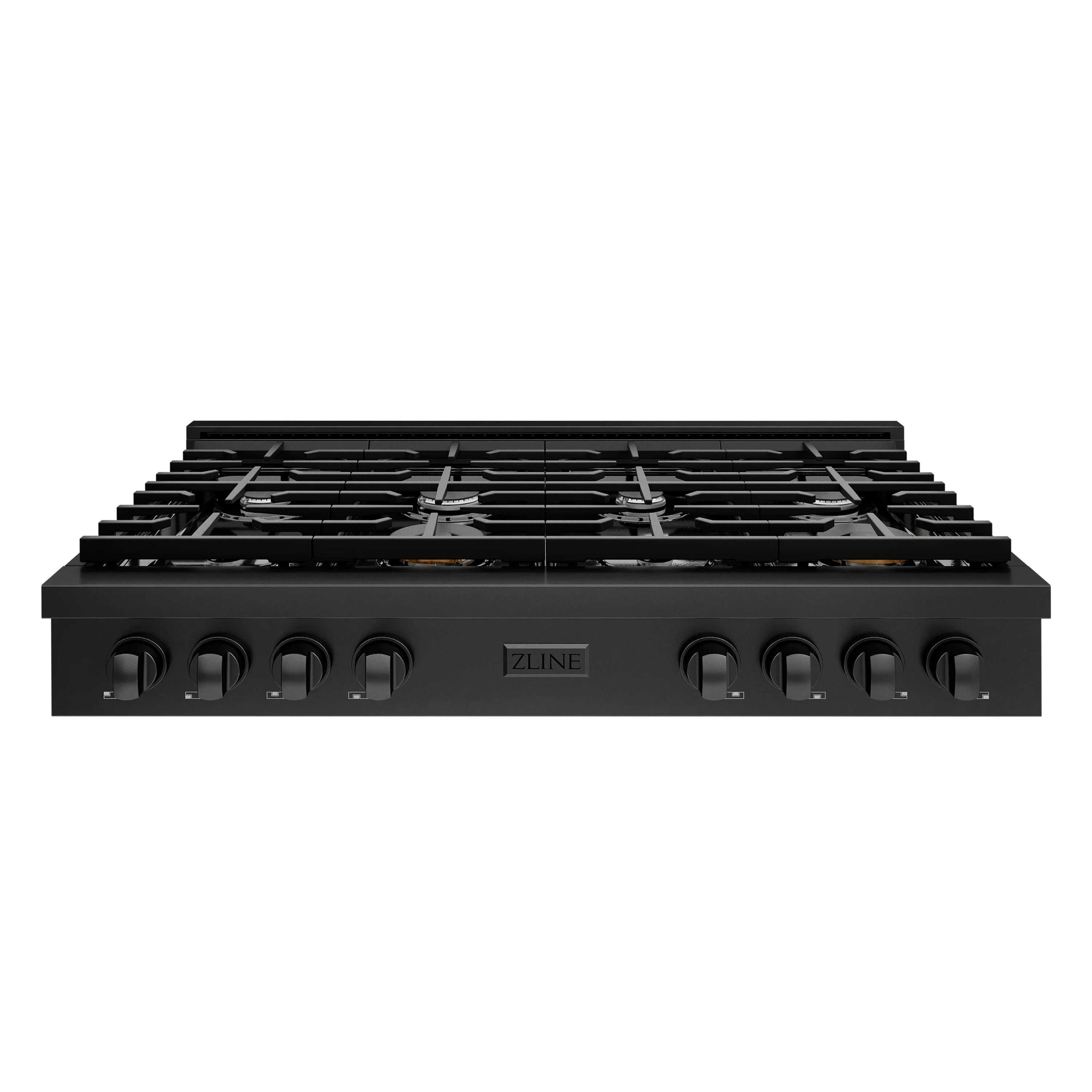 ZLINE Paramount 48-Inch Gas Rangetop with 8 Burners and Porcelain Cooktop in Black Stainless Steel (SRTB-48)