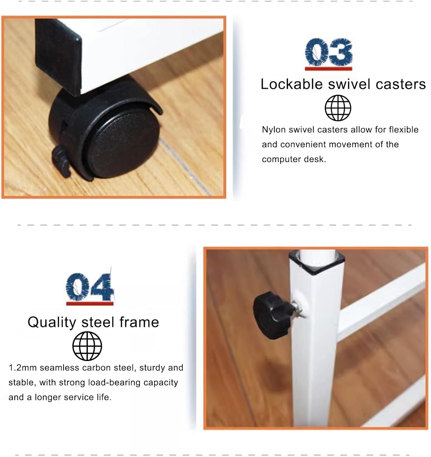 Overbed Bedside Table with Wheels, Adjustable Hospital Over Bed Table, Mobile Standing Desk, Computer Workstation Desk, for Home, Office, Study(White)