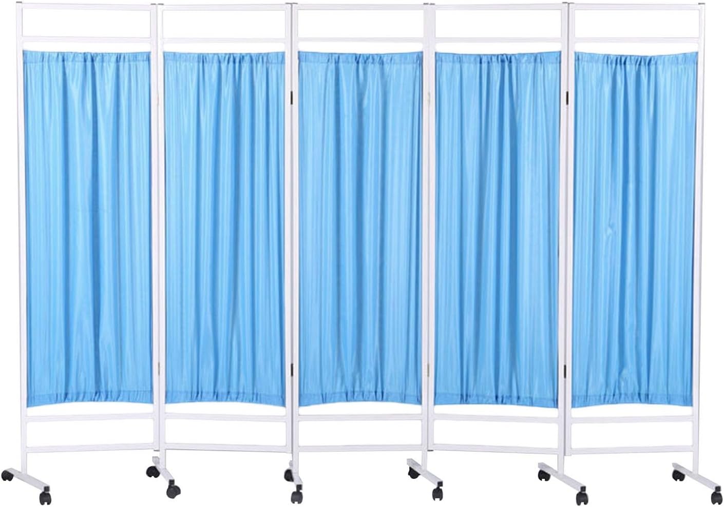 Mobile 5-Panel Medical Privacy Screen Divider with Removable Nylon Fabric for Hospitals, Offices & Salons - Portable Privacy Solution (Color-2)