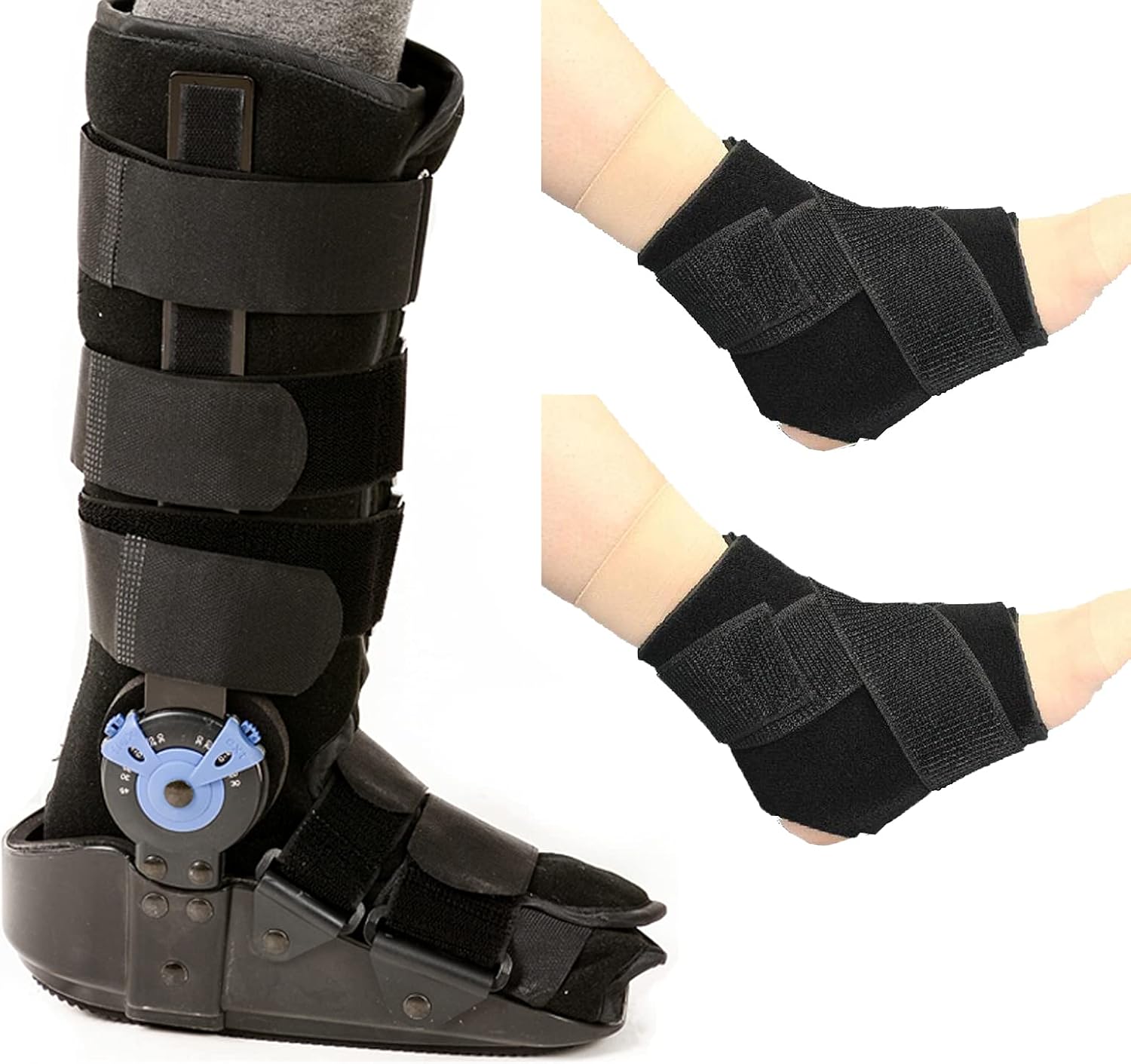 Fracture Orthosis Walking Boot Ankle Support Non-Slip Foot with Ankle Joint Fixed Brace Plantar Fasciitis Splint Ankle Braces for Pressure Pain Relief,L (Black Large) (Black Large)