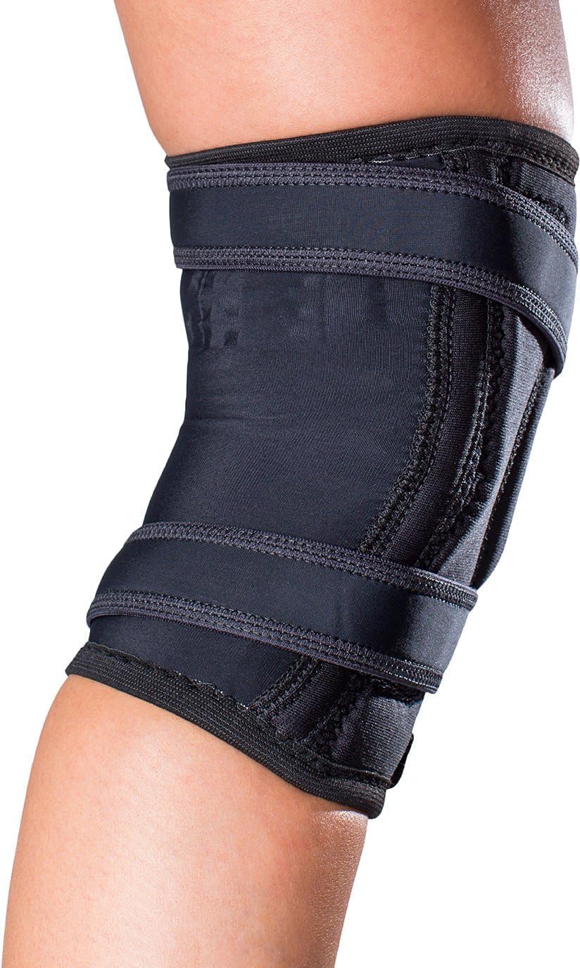 DonJoy Tru-Pull Lite X-Large Right Leg Knee Brace with Breath-O-Prene and Pull Straps for Mild to Moderate Patellar Dislocations (Black)