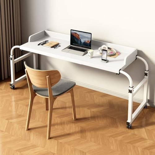 Bedside Desk，Over Bed Laptop Trolley Desk Overbed Medical Table Over Chair Table Adjustable Height Overbed Table Adjustable Height with Wheels(Color:Black+)