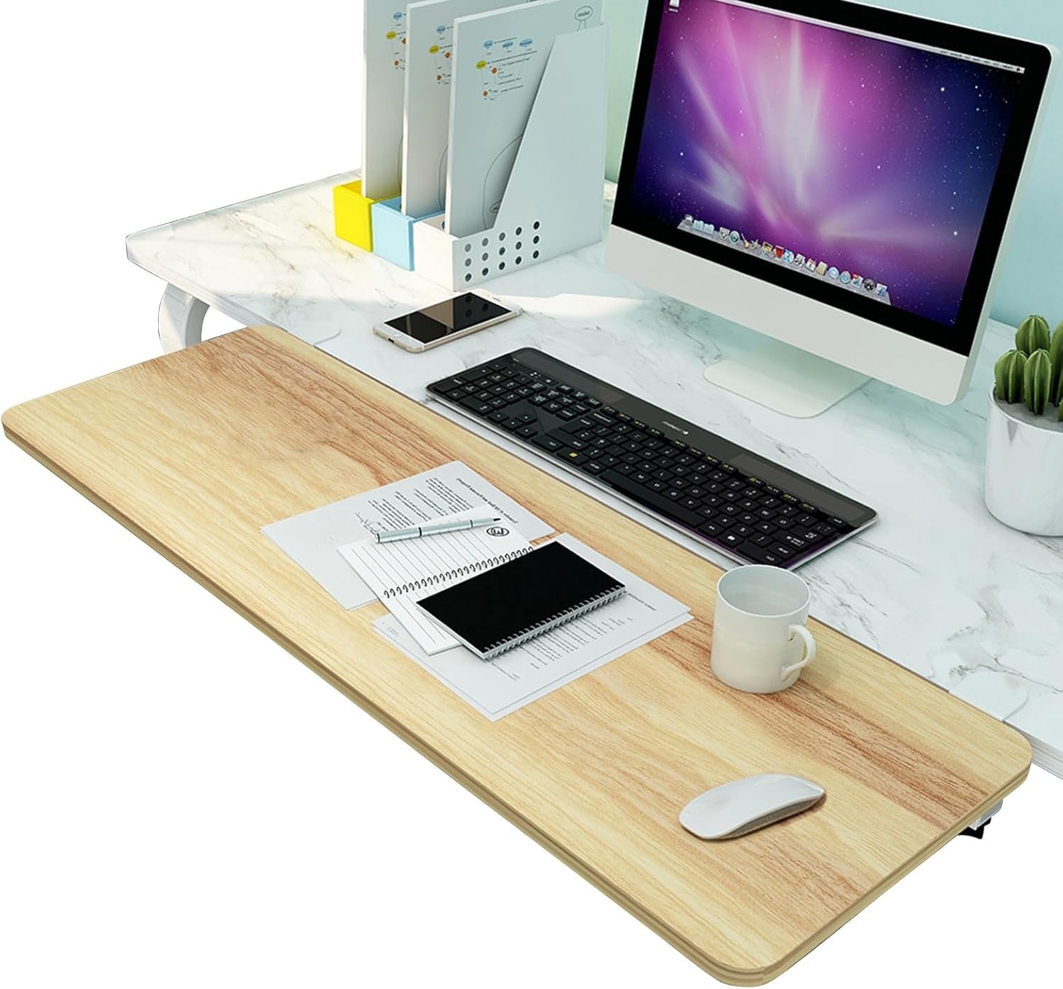 Ergonomic Desk Extender 90° Folding Clamp On Keyboard Tray 55/65/75x25cm, Table Mount Armrest Shelf, Fully Supports The Arms, Ideal for Long Hours of Typing and Gaming,
