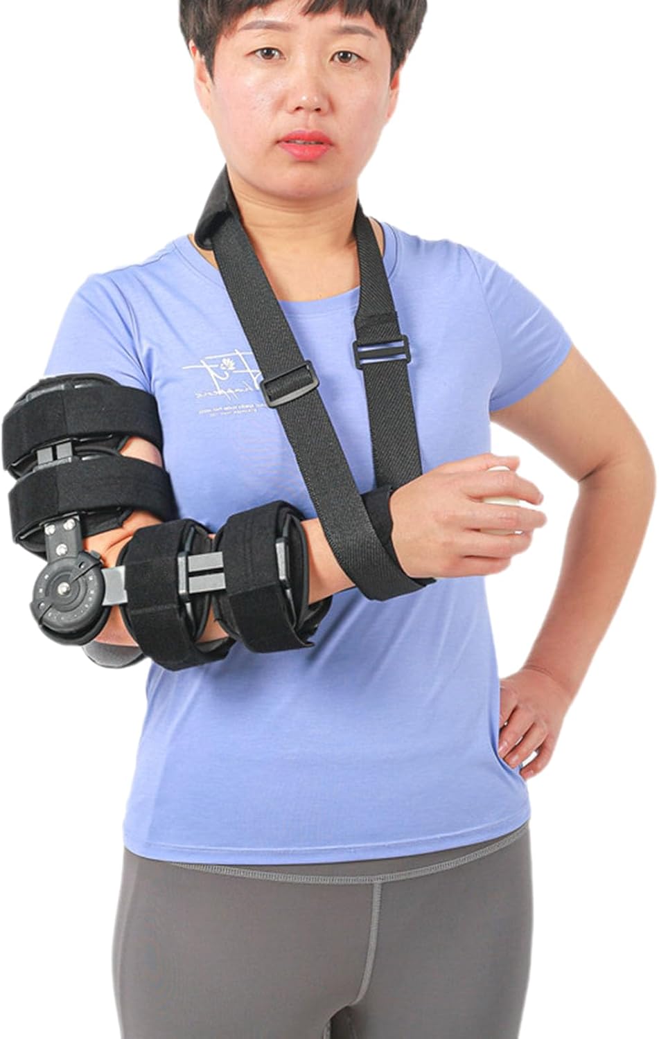 Hinged Elbow Brace Adjustable Telescoping Post Op Arm Splint with Sling Stabilizer for Post Elbow Brace Stabilizer Splint Recovery Support,Left-Right