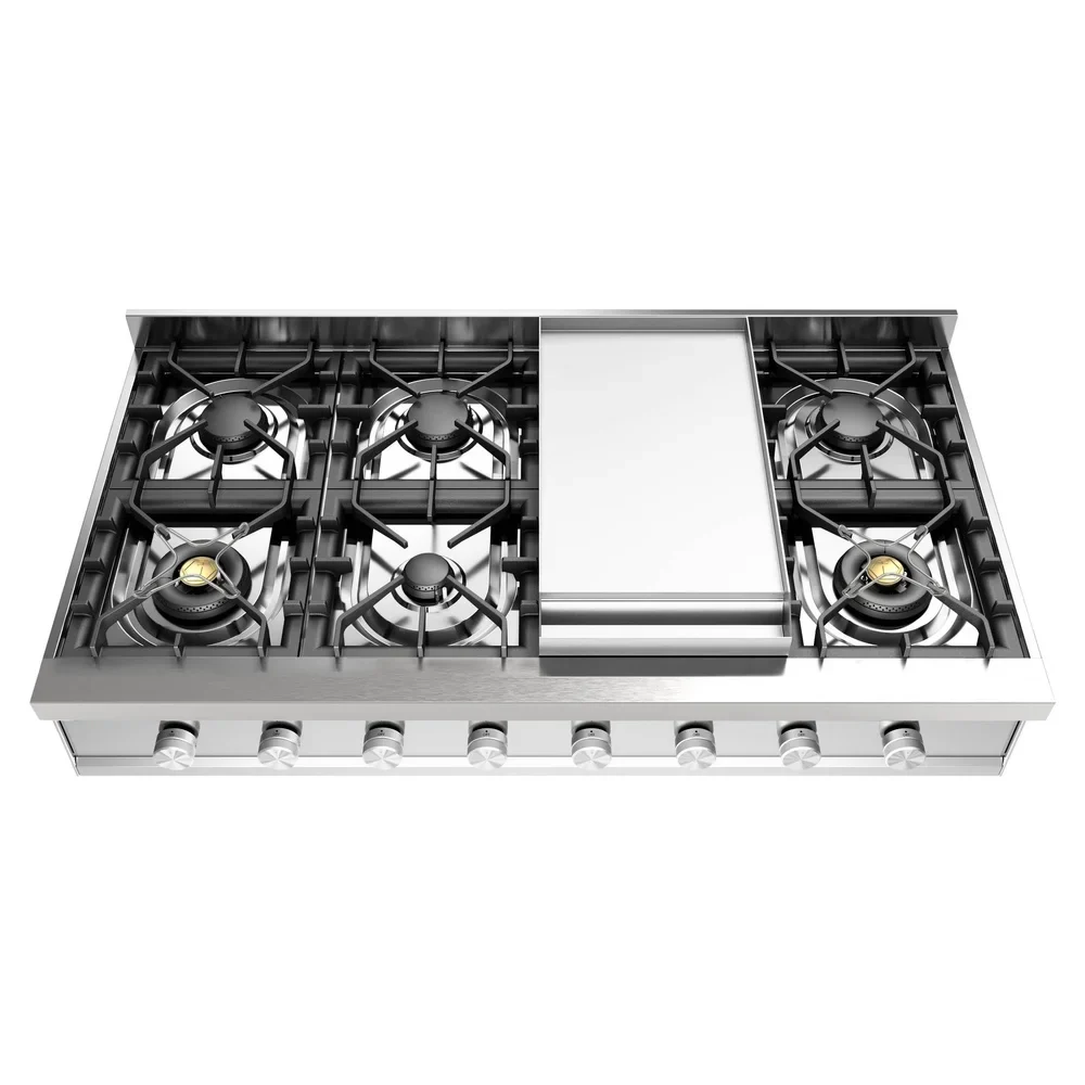 ILVE Professional Plus II 48-Inch Built-In Gas Rangetop with Griddle in Stainless Steel (UHCP48FSS)