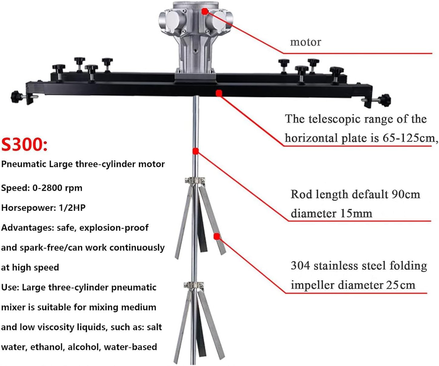 Pneumatic Agitator IBC Paint Agitator,Paint Stirring Machine,Bracket Air Agitators,Paint Mixing Equipment with Support Hanger,IBC Air Agitator Folding Propeller,S300,S500,S300
