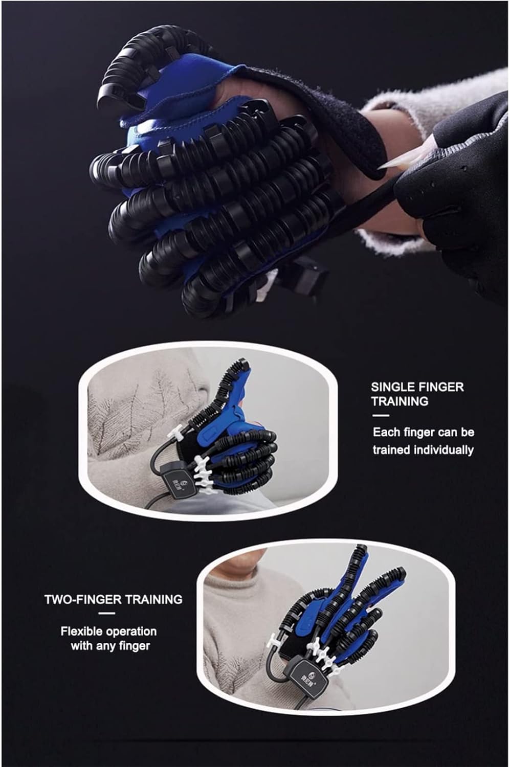 Rehabilitation Robot Gloves Both Hand, 2nd Generation Upgrade Rehabilitation Robot Gloves Both Hand, for Patients with Hand Dysfunct(Size:XXL Code,Color:Left+Right)