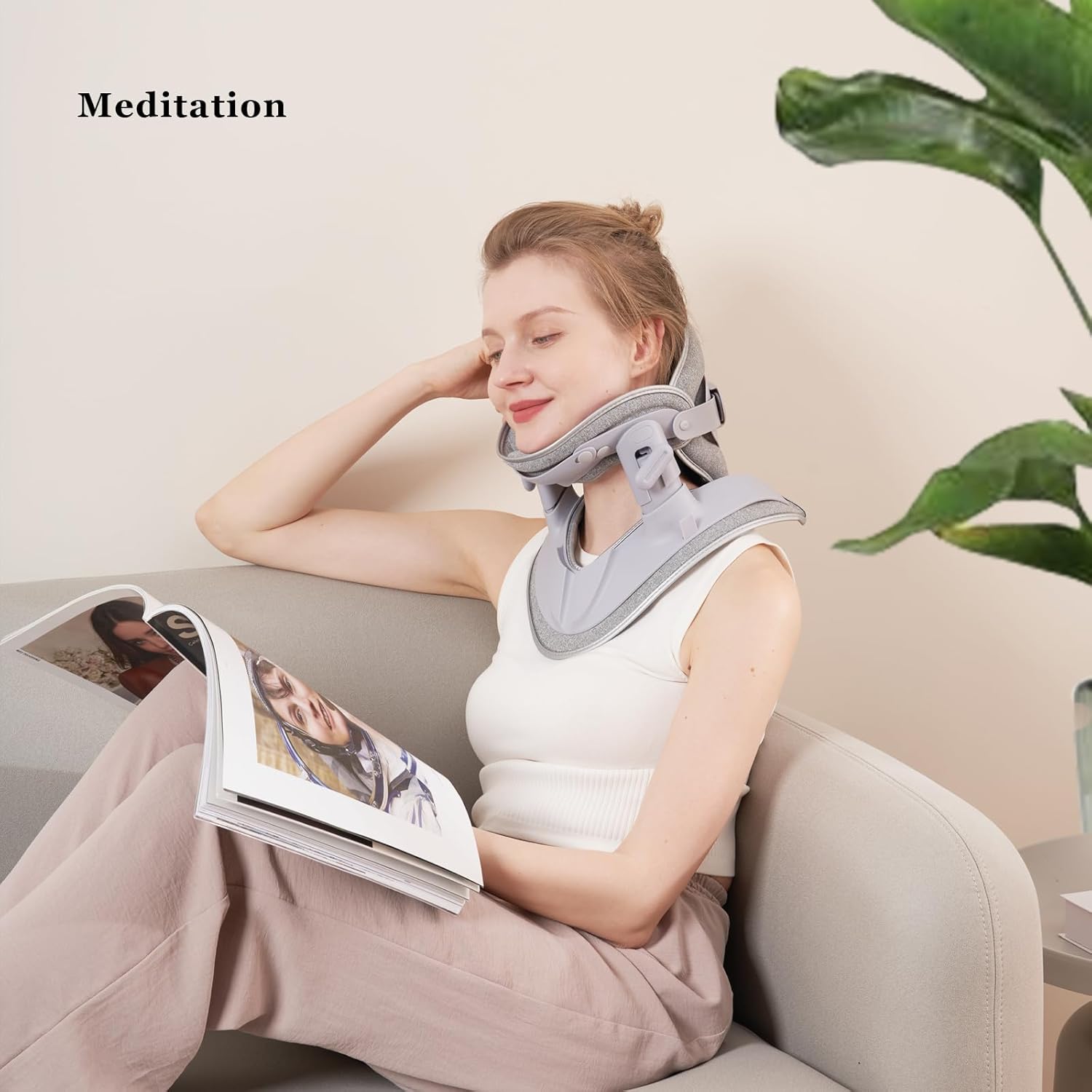 Cervical Neck Traction Device, Adjustable Cervical Traction Device with 3 Power Traction, 8 Airbag Support for Neck Pain Relief Neck Stretcher Air Pump Neck Brace