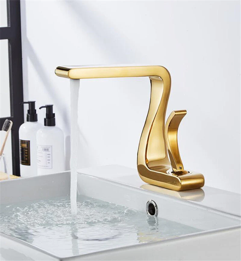Modern Polished Gold Bathroom Faucet