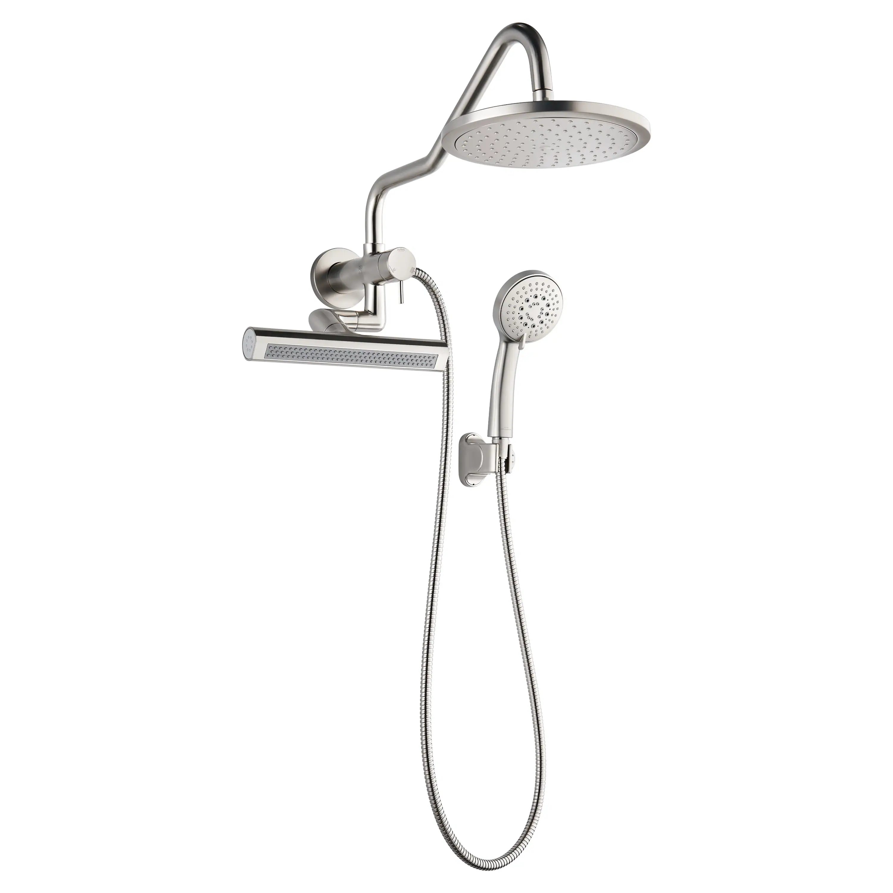 Forno Acqua Fall Mini 8-Inch Overhead Rainfall Shower with 1.8 GPM Flow Rate, Handheld, 7 Way Diverter, Body Jets in Brushed Nickel (SMW1BN-C8)