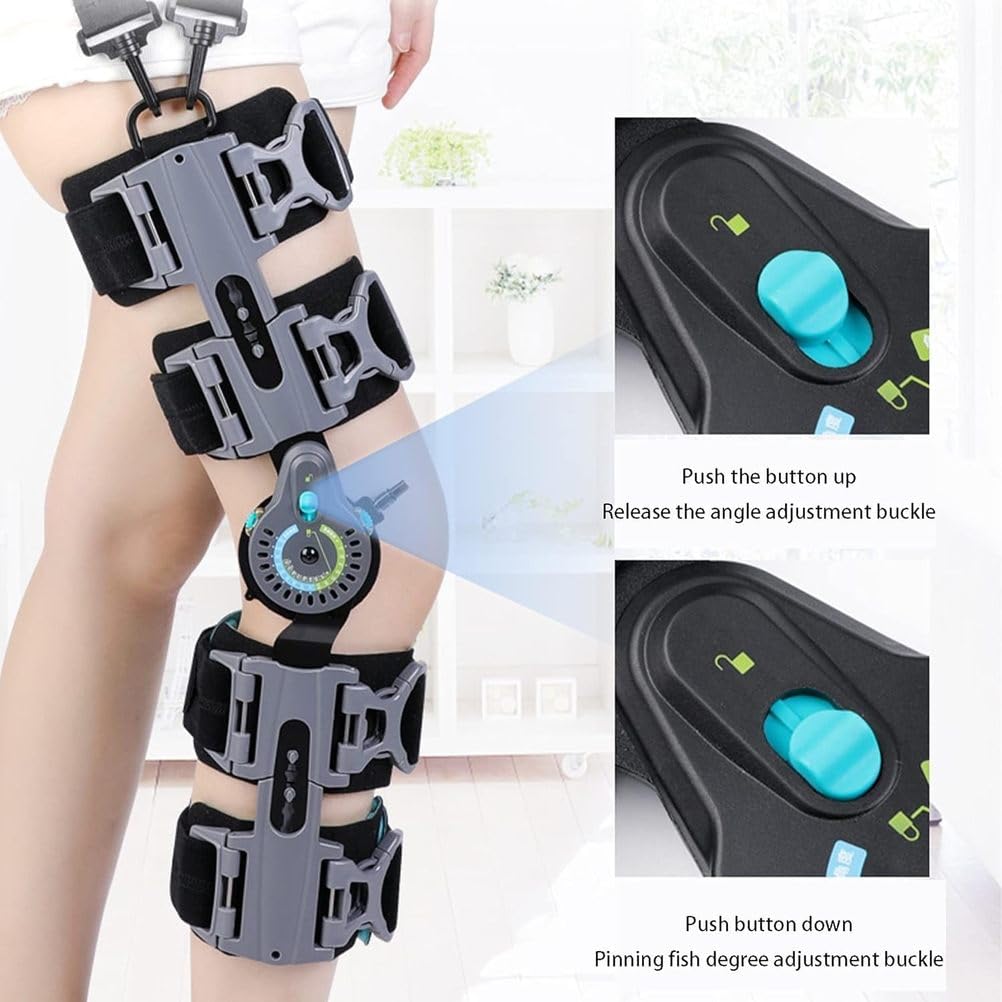Adjustable Hinged Knee Brace ROM Knee Immobilizer Brace Leg Braces Orthopedic Patella Orthosis for Postoperative Recovery,Right Side