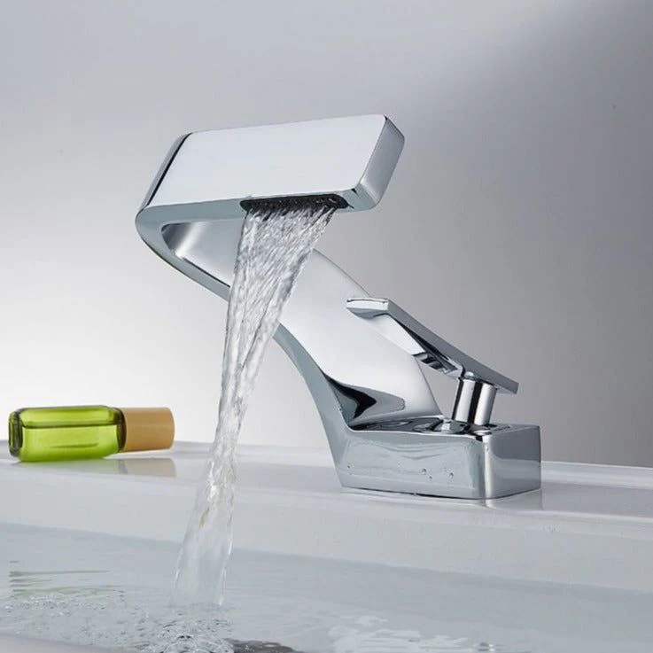 Modern Sleek Chrome Faucet With Waterfall Outlet