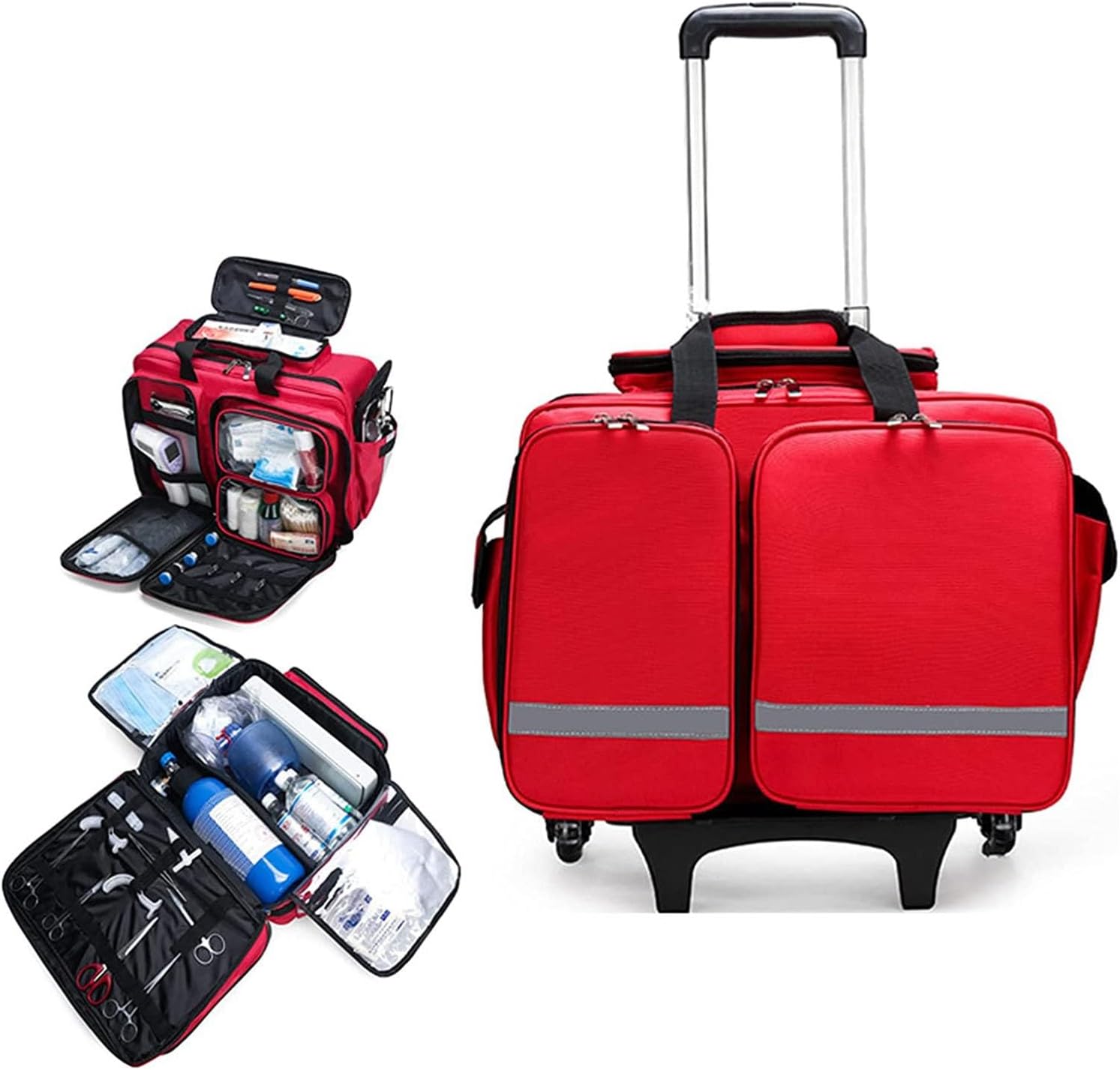 Professional First Aid Kit Bag, Large Capacity, Waterproof Emergency Rescue - Ideal for EMT, Paramedics Portable Storage Medical with Dividers(A)