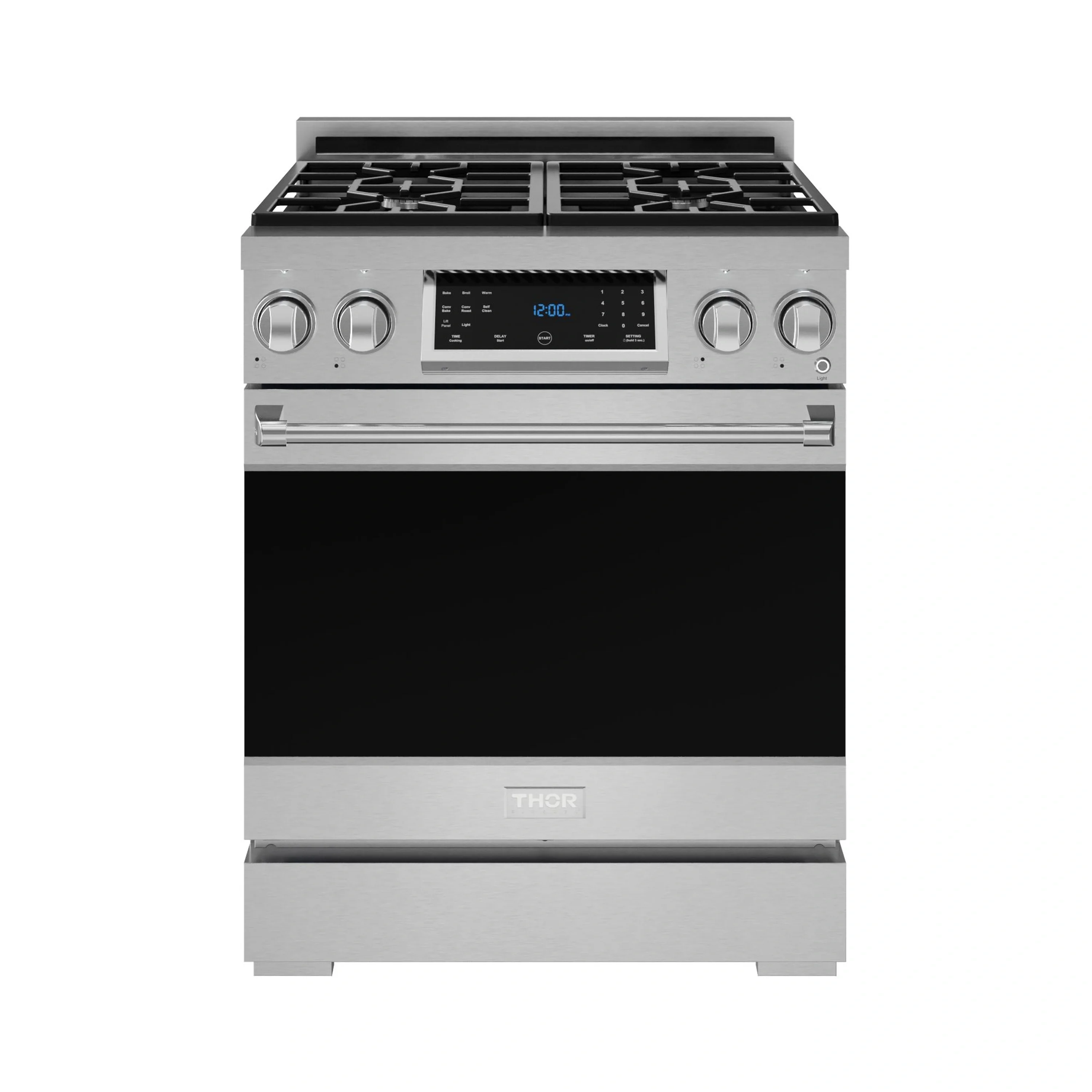Gordon Ramsay by Thor Kitchen 30-Inch Professional Natural Gas Range with Tilt Panel Touch Control and 4.55 Cu. Ft. Self Clean Oven in Stainless Steel (RSG30)