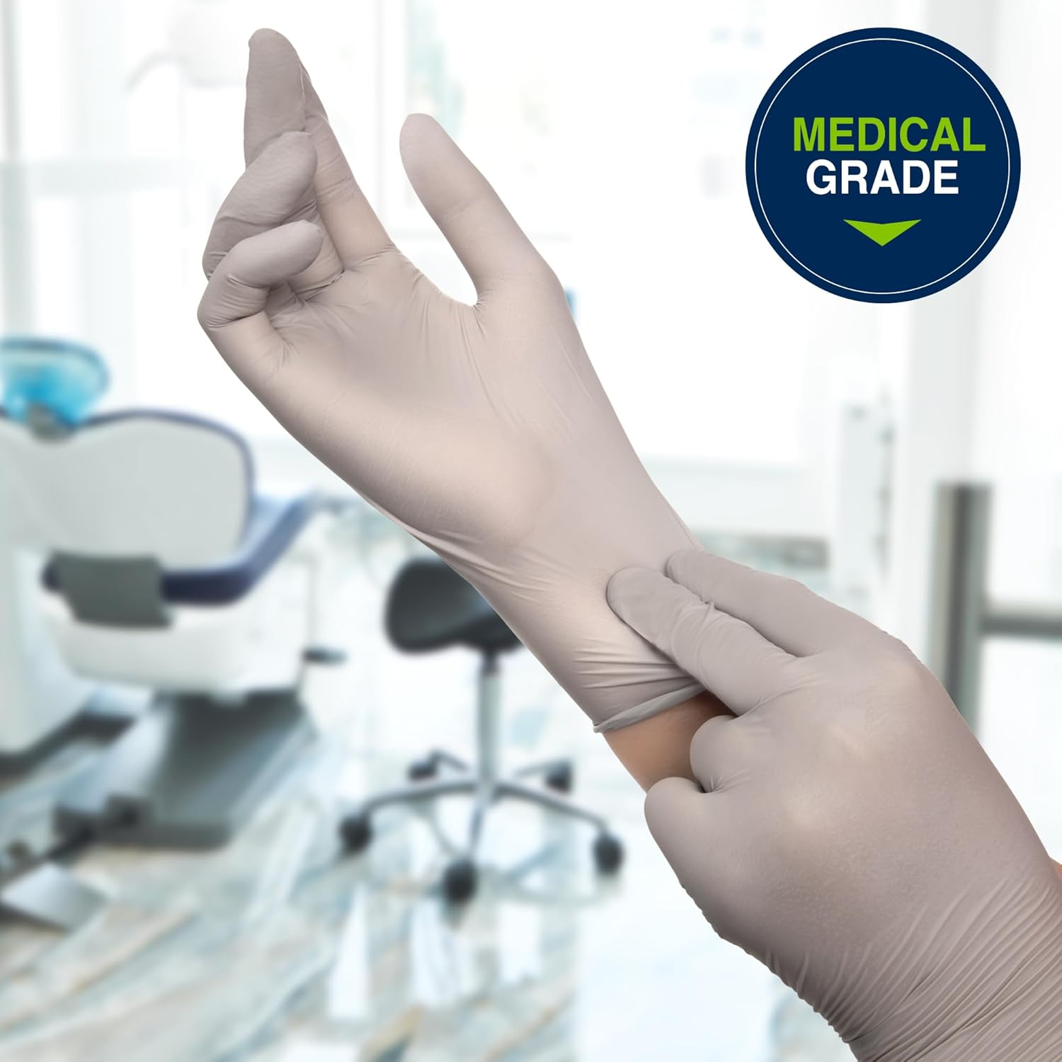 HALYARD Sterling SG Nitrile Powder-Free Exam Gloves, 3.7 mil, 9.5 Inches, Gray, Large, 41660 (Case of 2500)