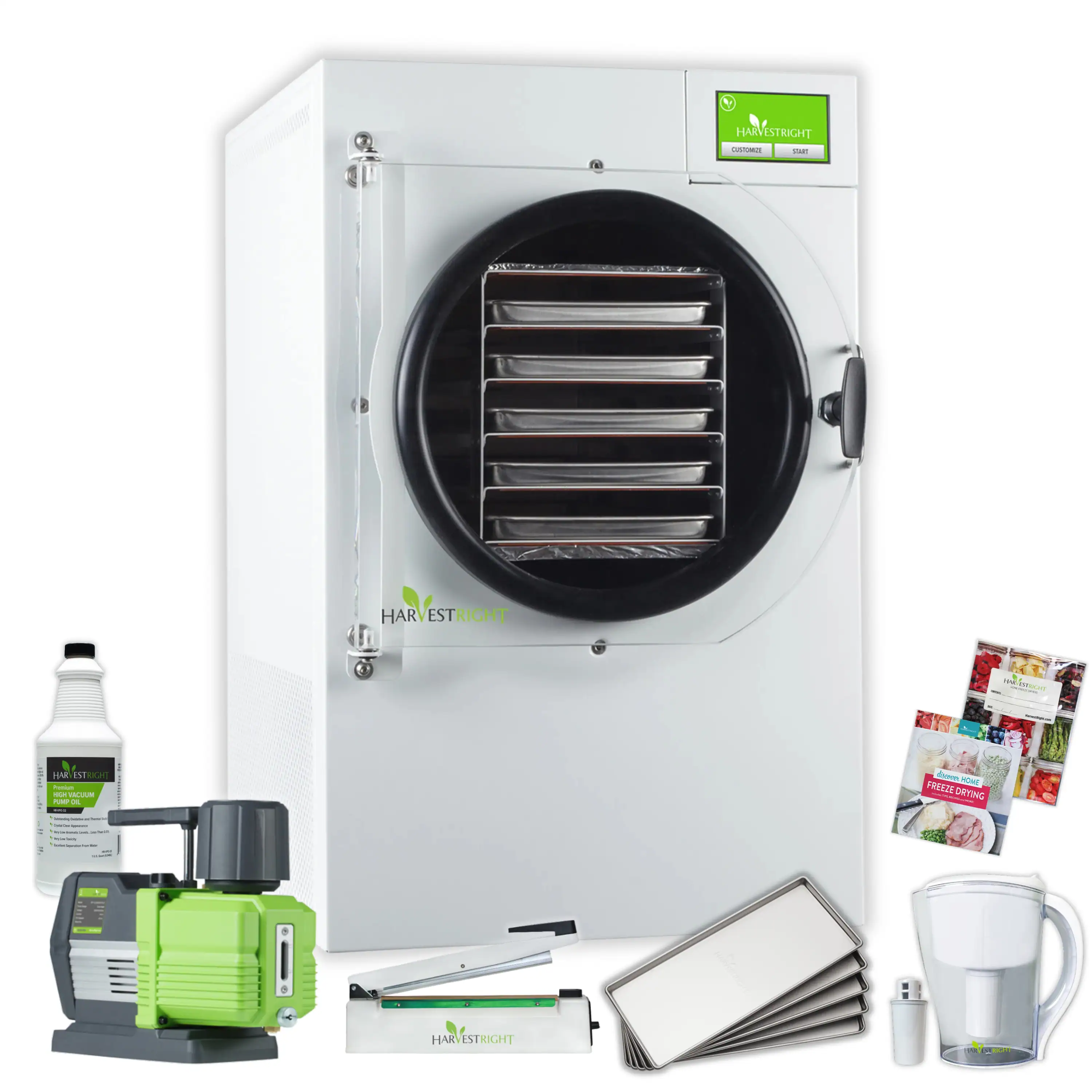 Harvest Right Home Freeze Dryer with Premier Vacuum Pump, 5 Tray & Mylar Starter Kit in White, Medium (N-HRFDMWH-PP)