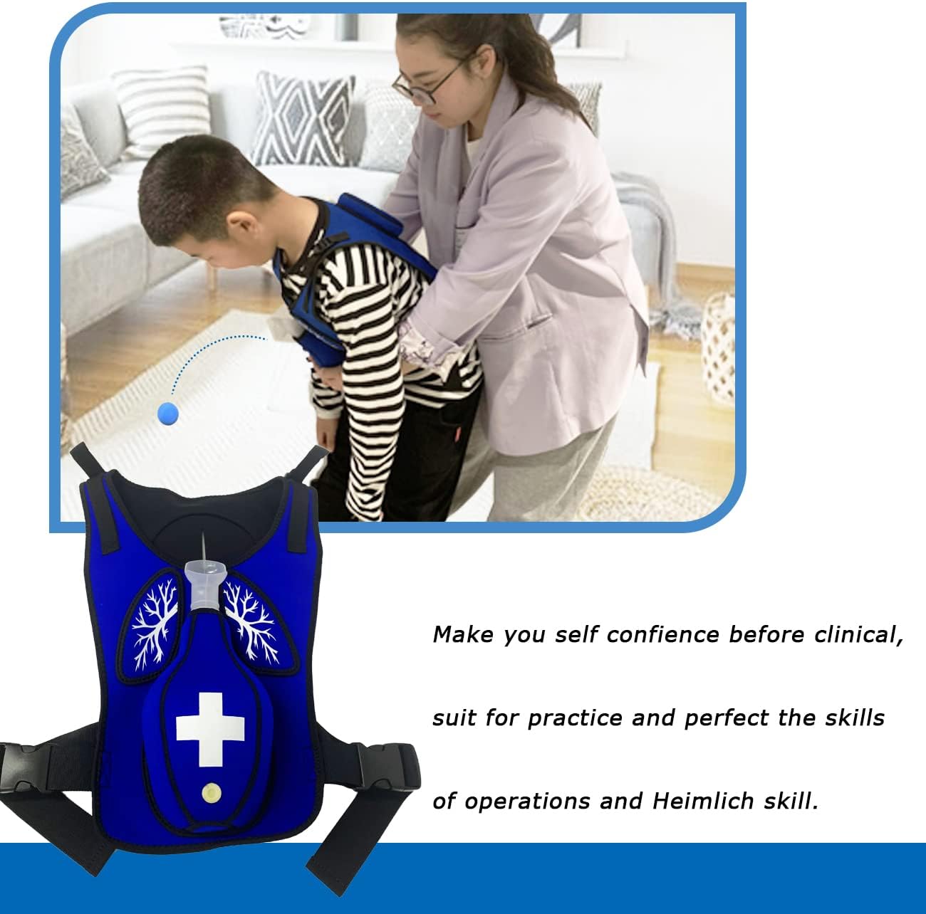 Anti Choking Obstruction Trainer Vest - Heimlik Practice Training Model Education for Nurse & Student First Aid Teaching Accessories (Small for Kid)